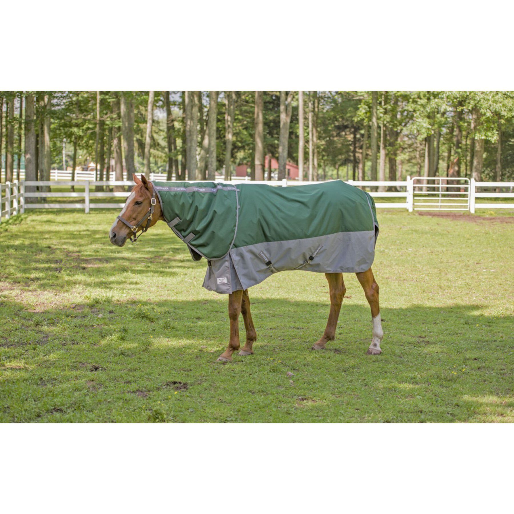 TuffRider Bonum 1200D Medium Weight 200G Detachable Neck Two Tone Horse Turnout Blanket TuffRider