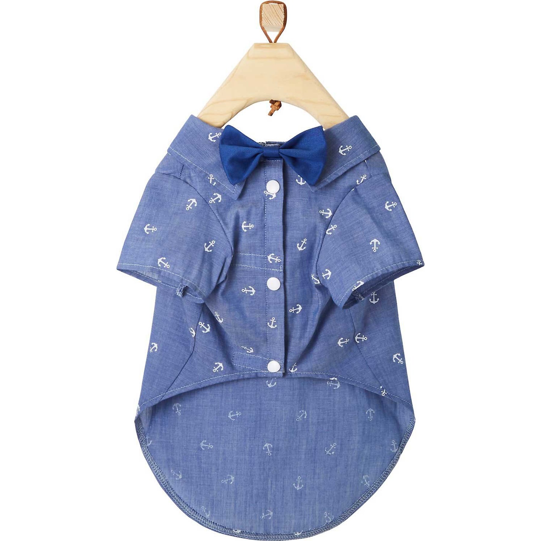 Frisco Anchor Print Chambray Dog & Cat Button Up Shirt Frisco