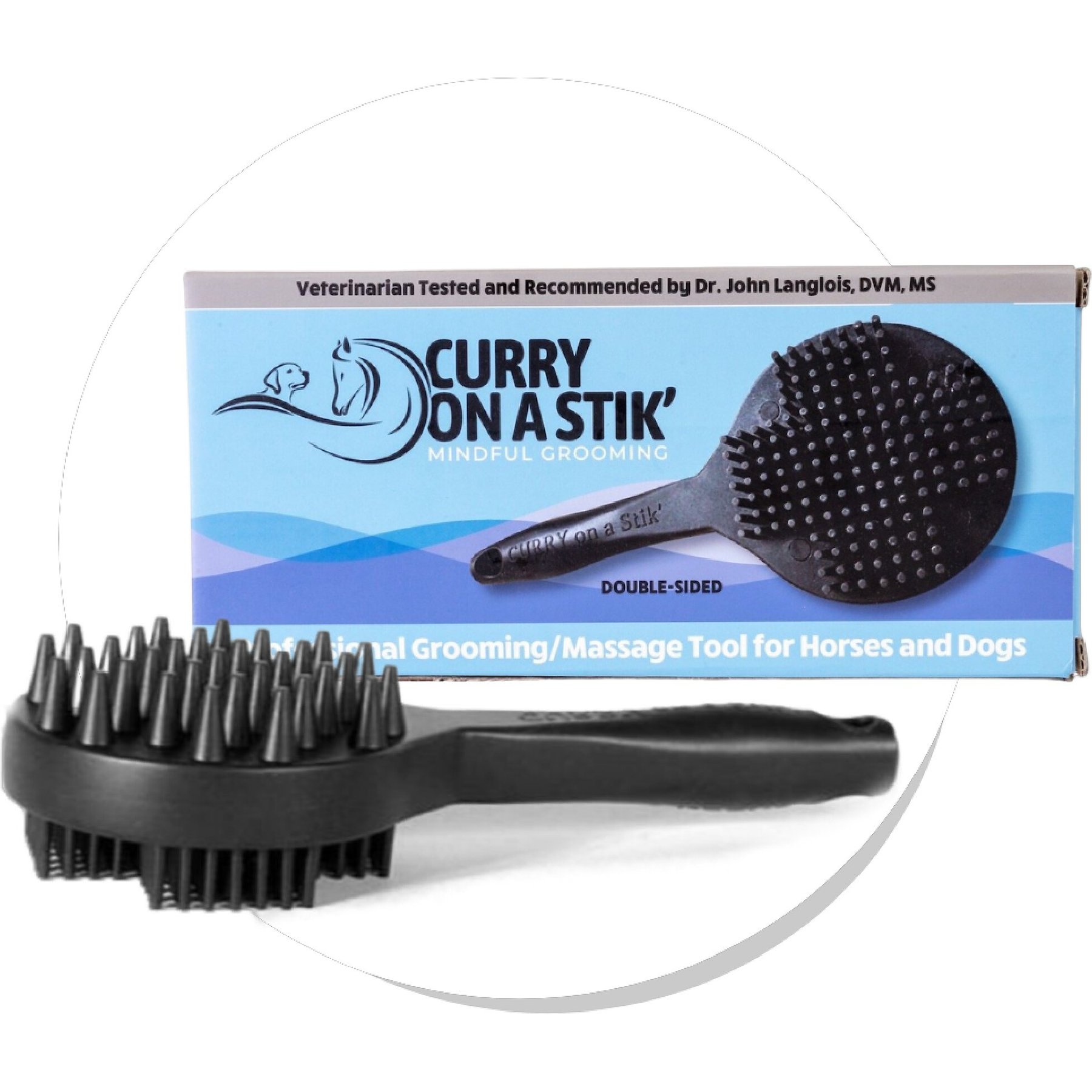 Curry on a Stik Horse & Dog Grooming Brush Curry on a Stik