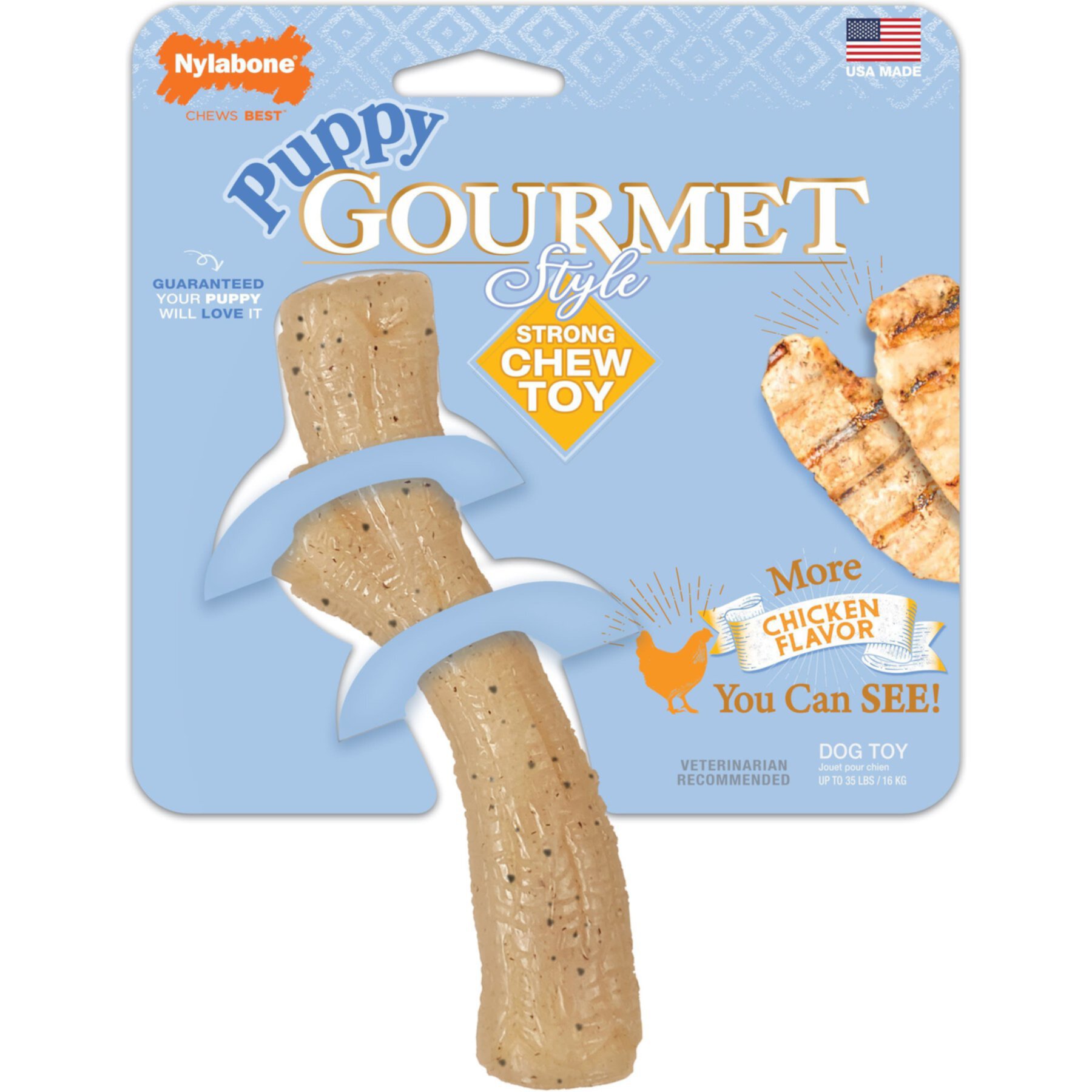 Nylabone Puppy Gourmet Style Strong Chew Chicken Flavored Dog Toy Stick Nylabone