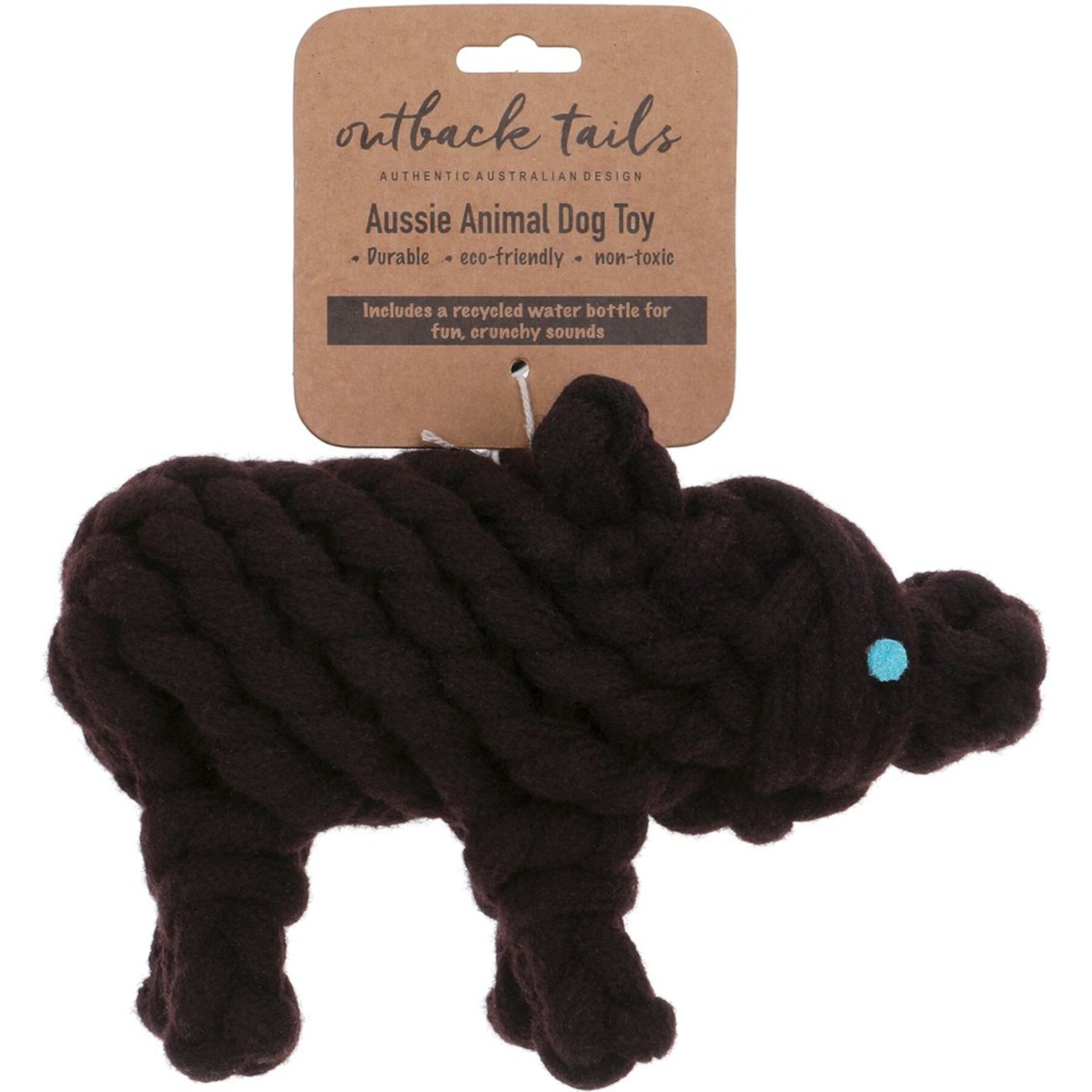 DOOG Outback Tails Wazza the Wombat Dog Chew Toy, Brown DOOG