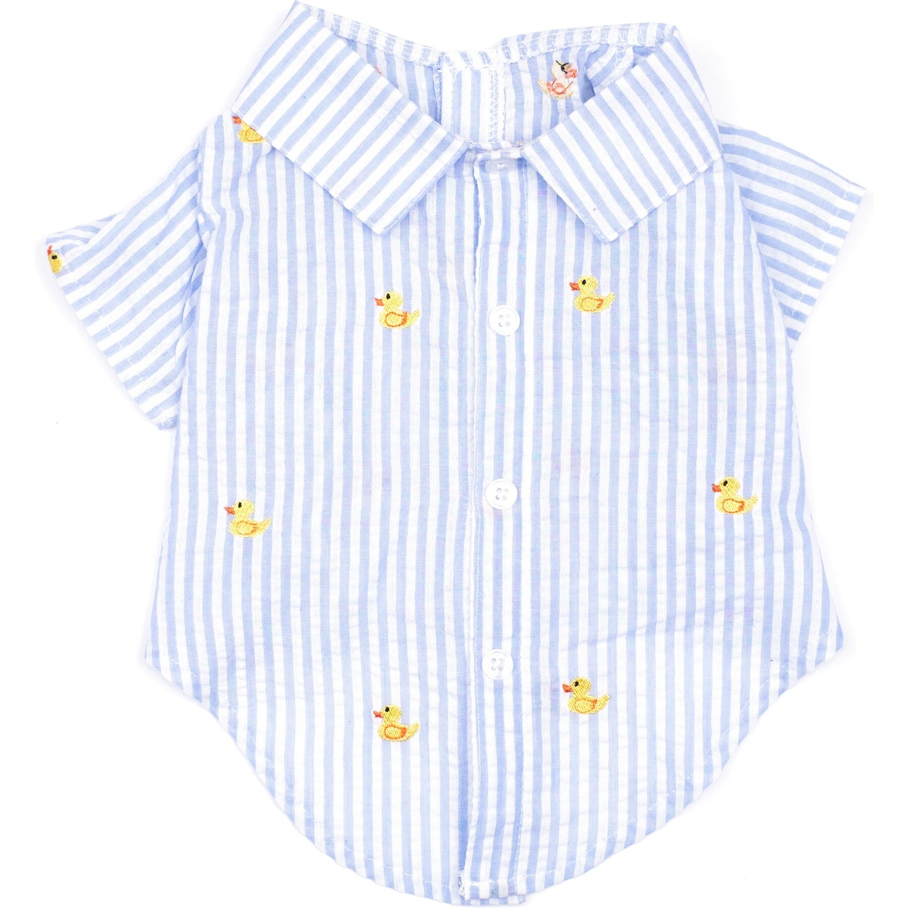 The Worthy Dog Stripe Rubber Duck Dog Shirt, Light Blue/White The Worthy Dog