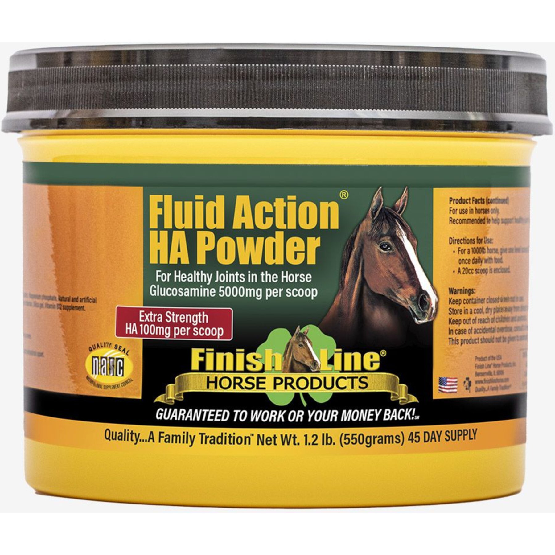 Finish Line Fluid Action Hyaluronic Acid Powder Joint Support Powder Horse Supplement Finish Line