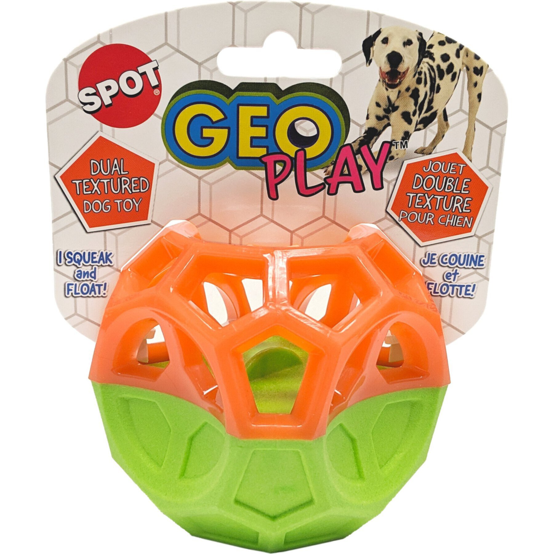 Ethical Pet Geo Play Dual Textured Squeaky Dog Chew Toy, Color Varies Ethical Pet