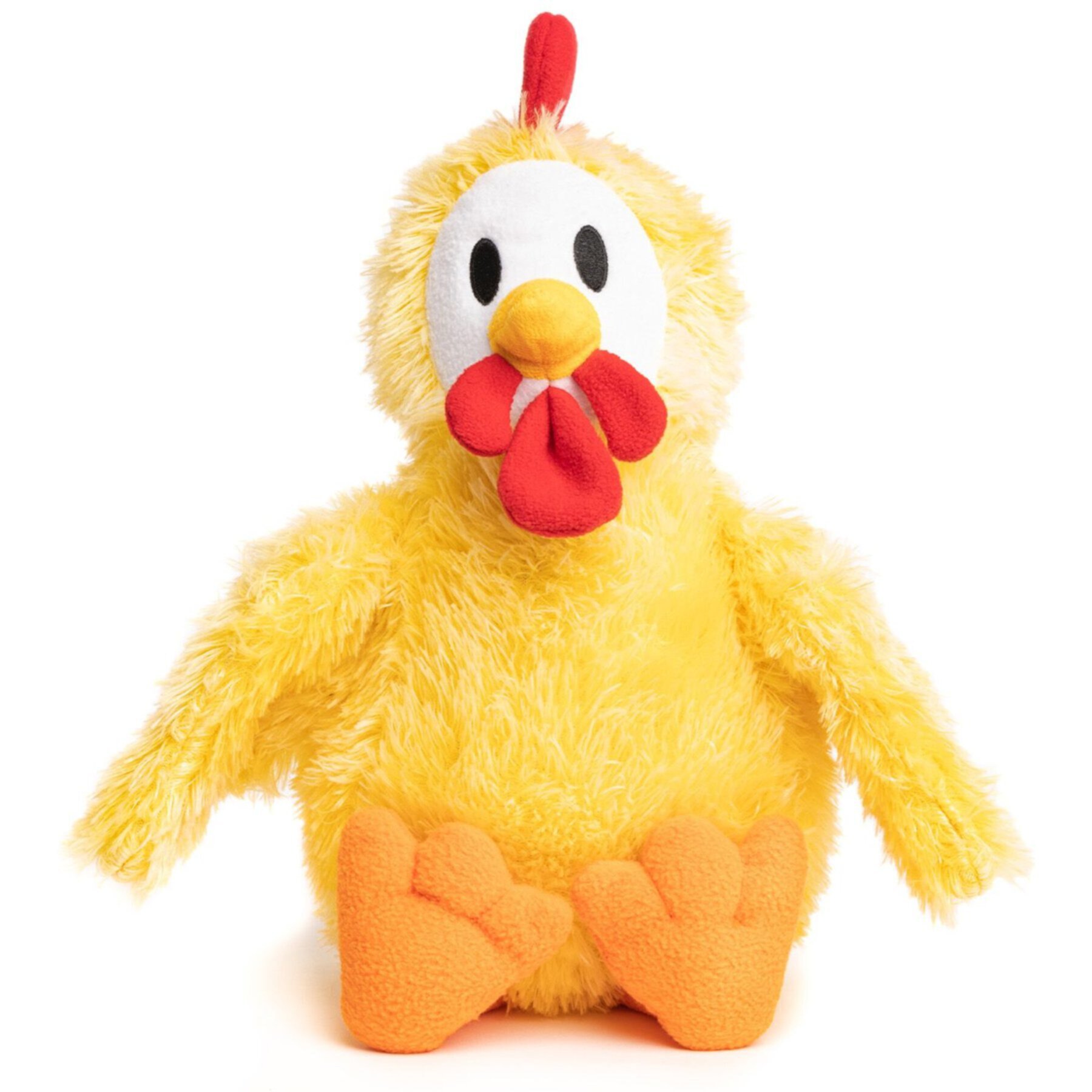 fabdog Chicken Fluffy Tough Squeaky Plush Dog Toy, Yellow fabdog