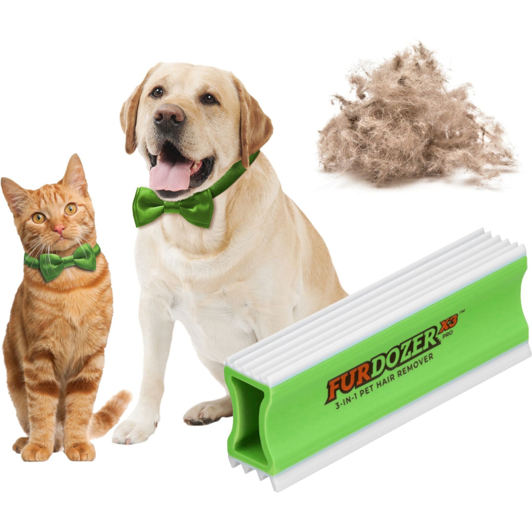 Neater Pets FurDozer X3 PRO 3-in-1 Cat & Dog Hair Remover, Green & White, 5-in Neater Pets