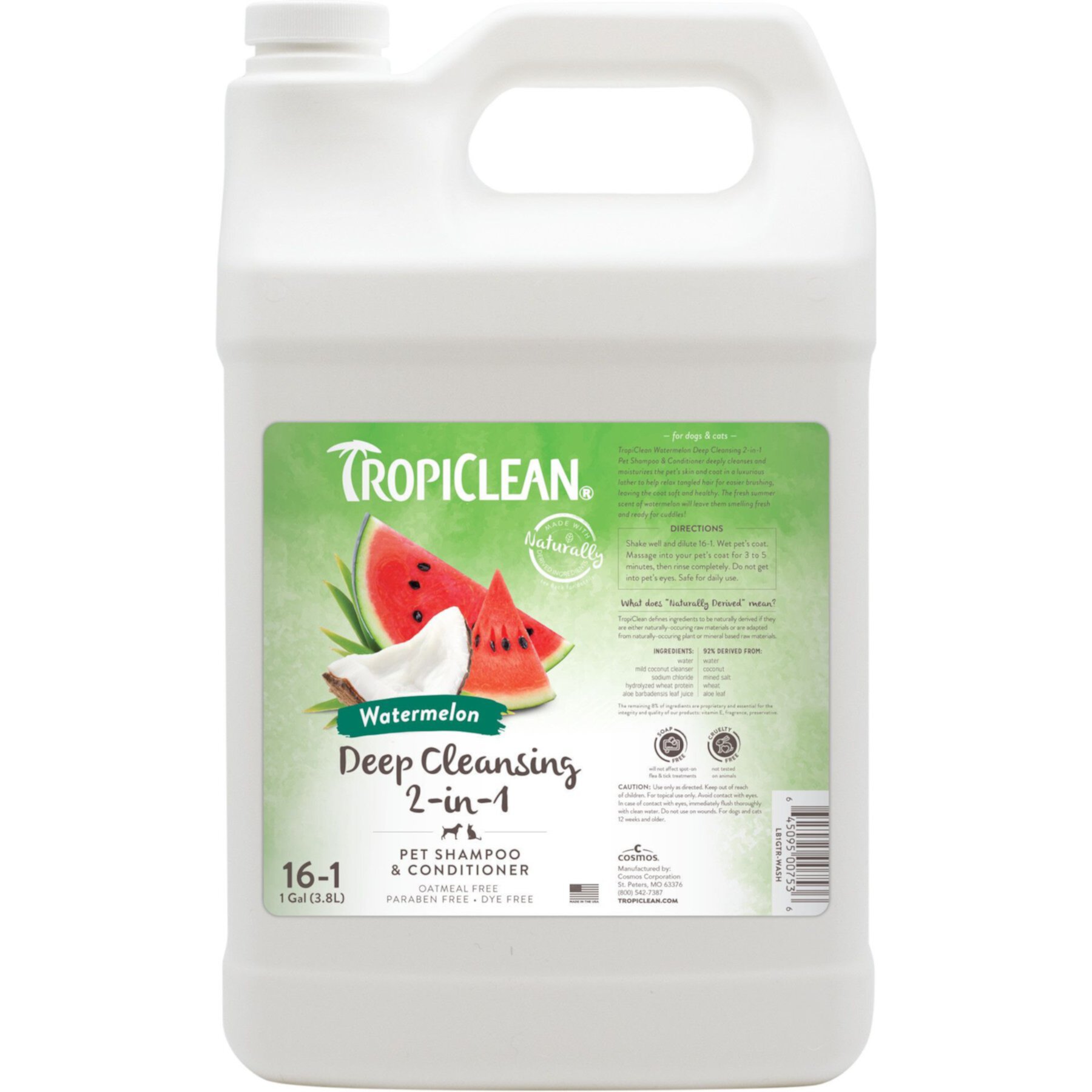 TropiClean Refreshing 2-in-1 Dog Shampoo & Conditioner, Watermelon Scent TropiClean