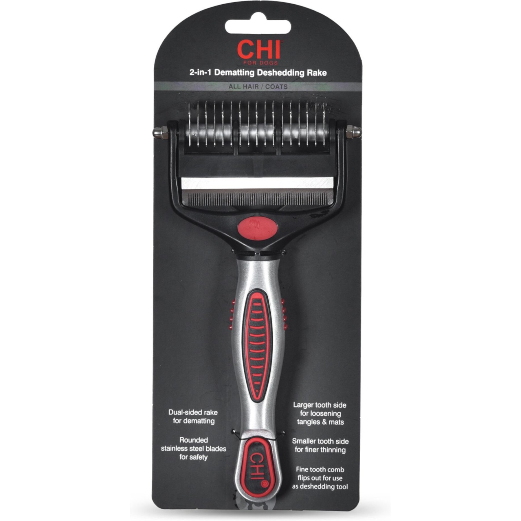 CHI 2-in-1 Dematting Deshedding Rake Dog Grooming Tool Chi