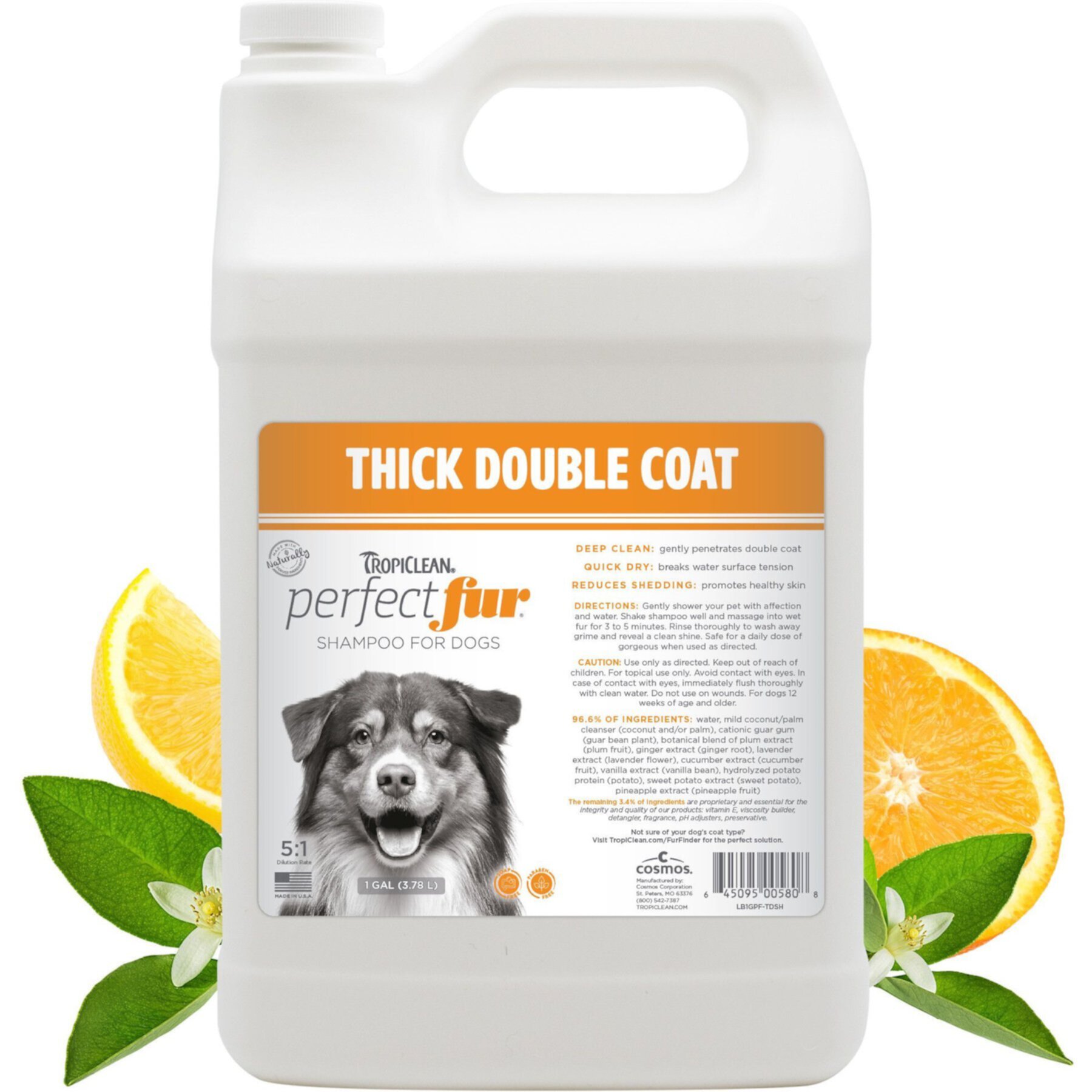 TropiClean PerfectFur Thick Double Coat Shed Reducing Dog Shampoo TropiClean