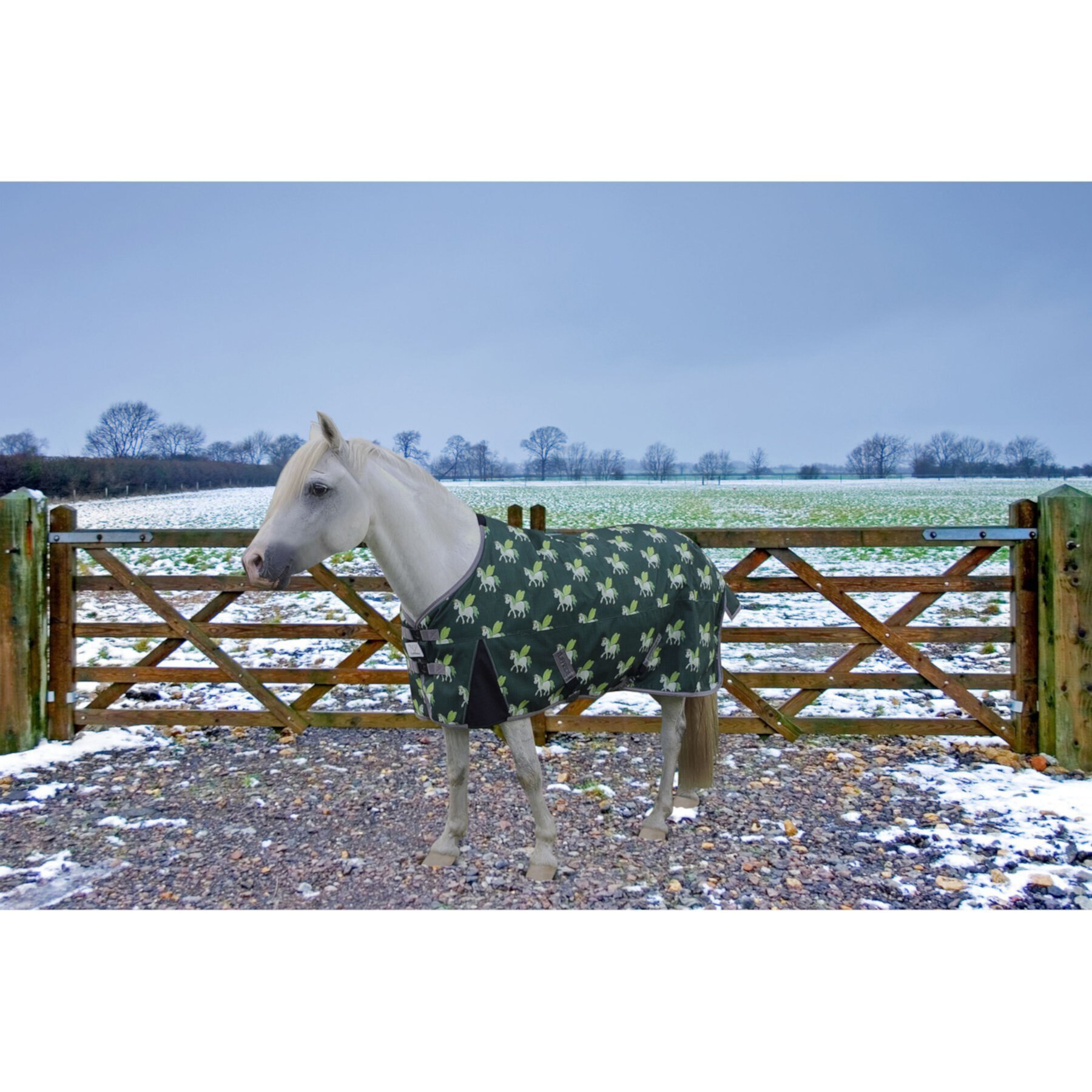 TuffRider 1200D Ripstop 220G Polyfill Pony Horse Print Standard Neck Two Tone Horse Turnout Blanket TuffRider