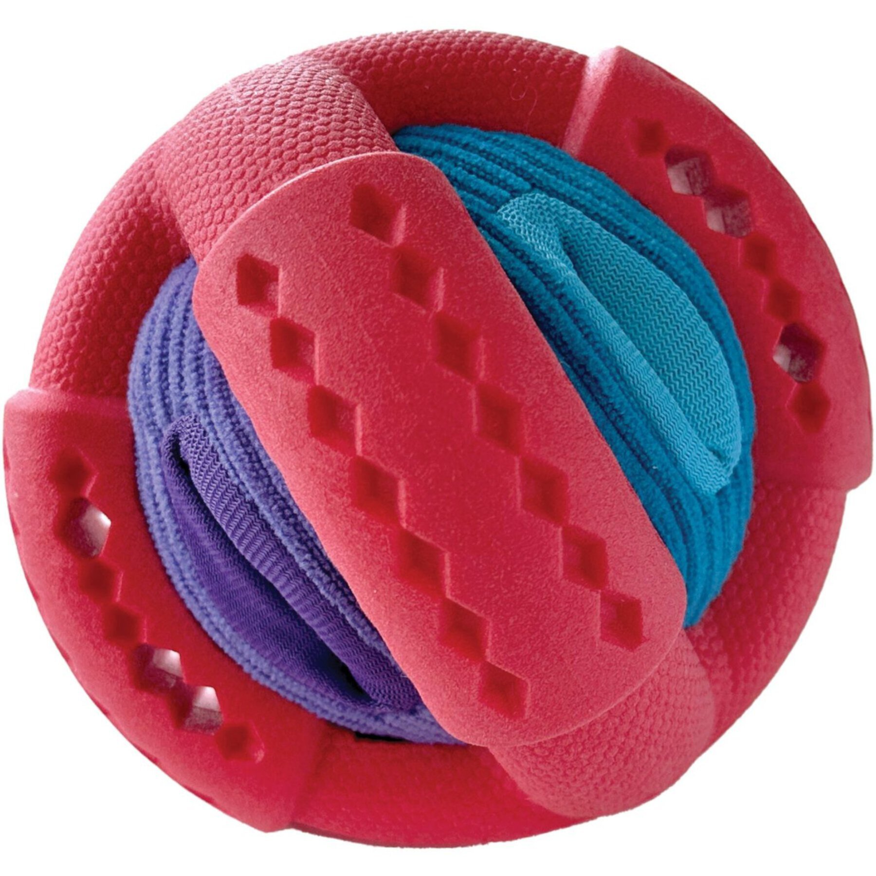 fouFIT Hide 'n Seek TPR Orbie Tough Squeaky Dog Treat Dispenser Toy, Red fouFIT