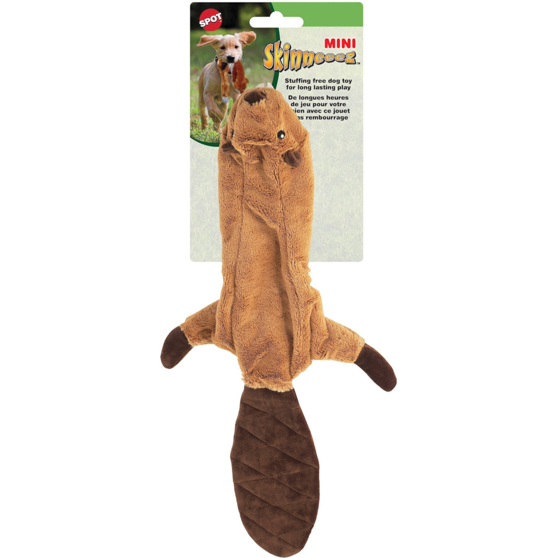 Ethical Pet Mini Skinneeez Beaver Stuffing-Free Squeaky Plush Dog Toy Ethical Pet