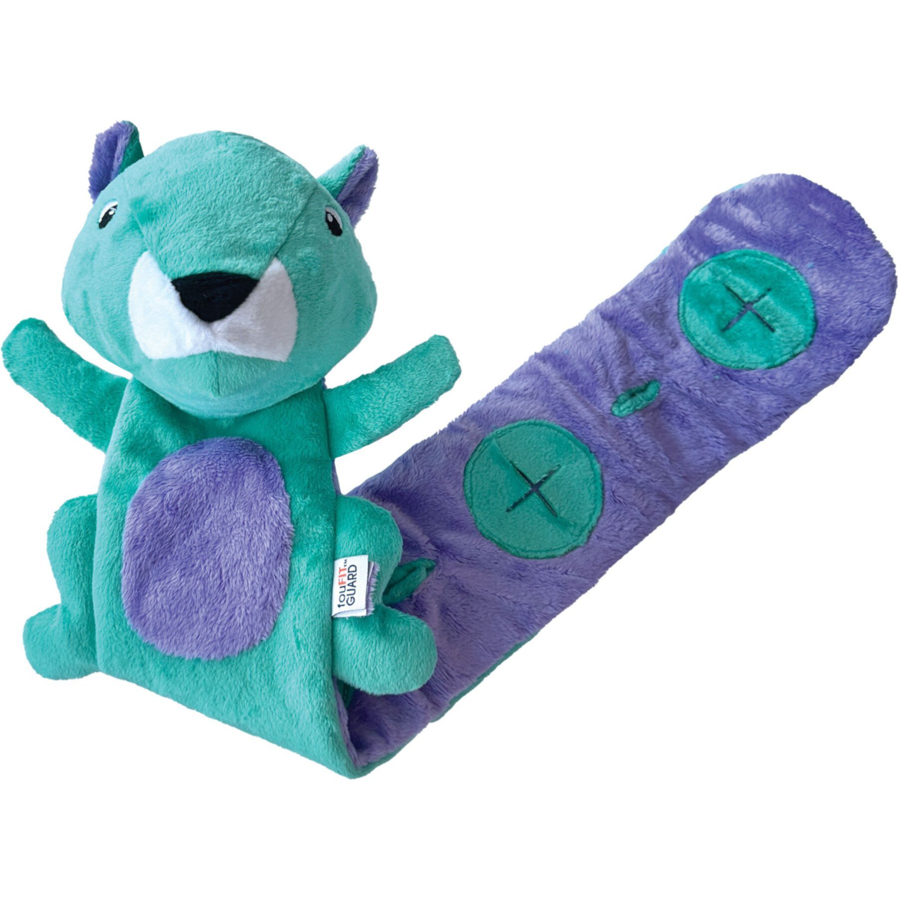 fouFIT Hide 'n Seek Roll-Ups, Squirrel Squeaky Dog Treat Dispenser Toy, Teal fouFIT