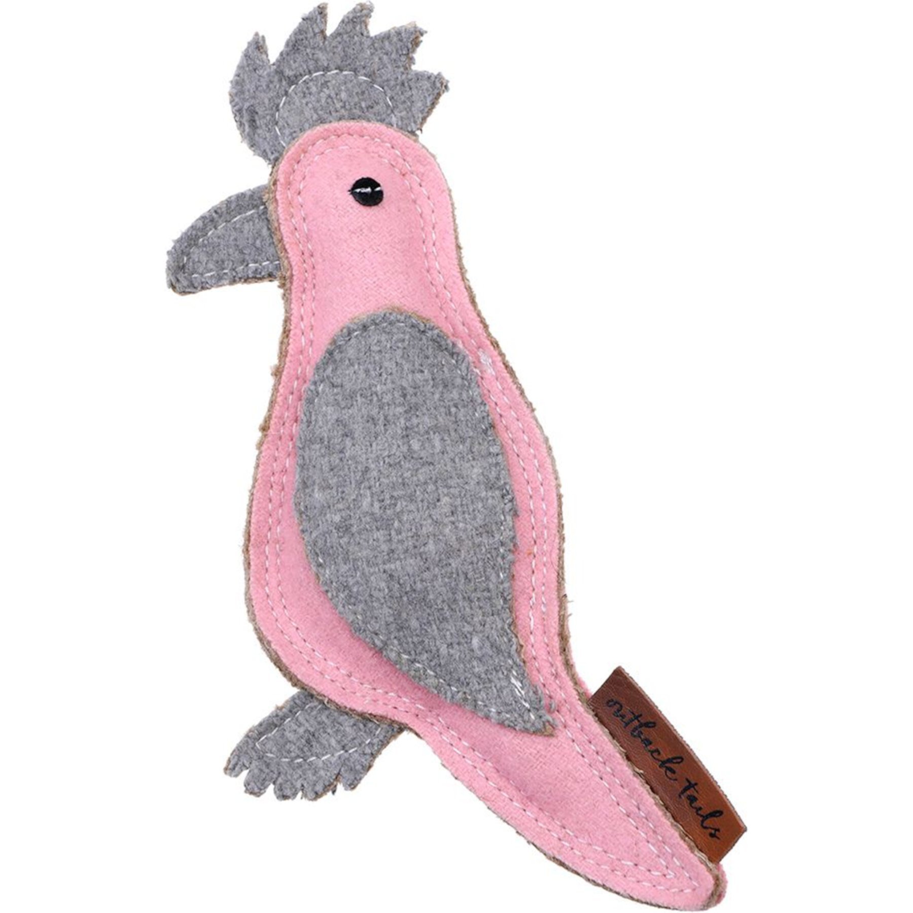 DOOG Outback Tails Gertie Galah Felt Dog Chew Toy, Pink/Grey DOOG