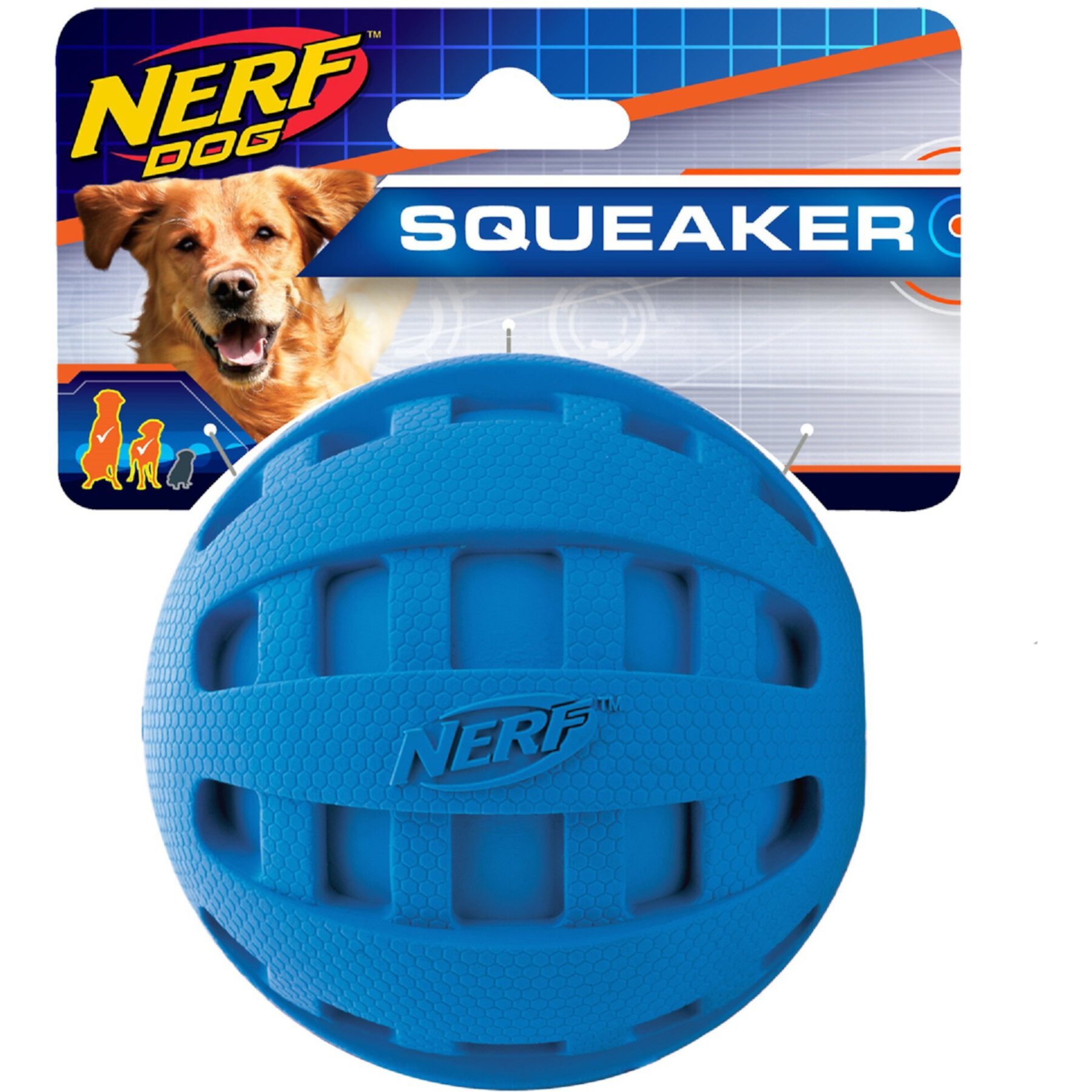 Nerf Dog Squeaker Checker Ball Dog Toy, 4-in Nerf Dog