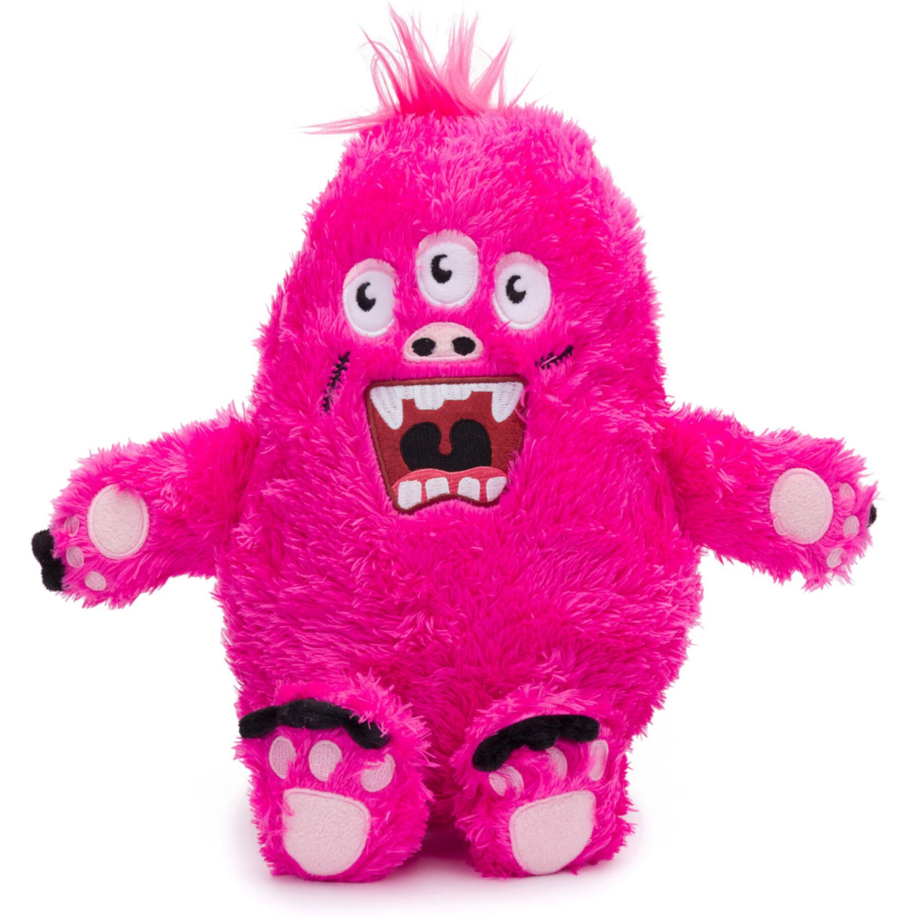 fabdog Monster Fluffy Tough Squeaky Plush Dog Toy, Pink, Large fabdog