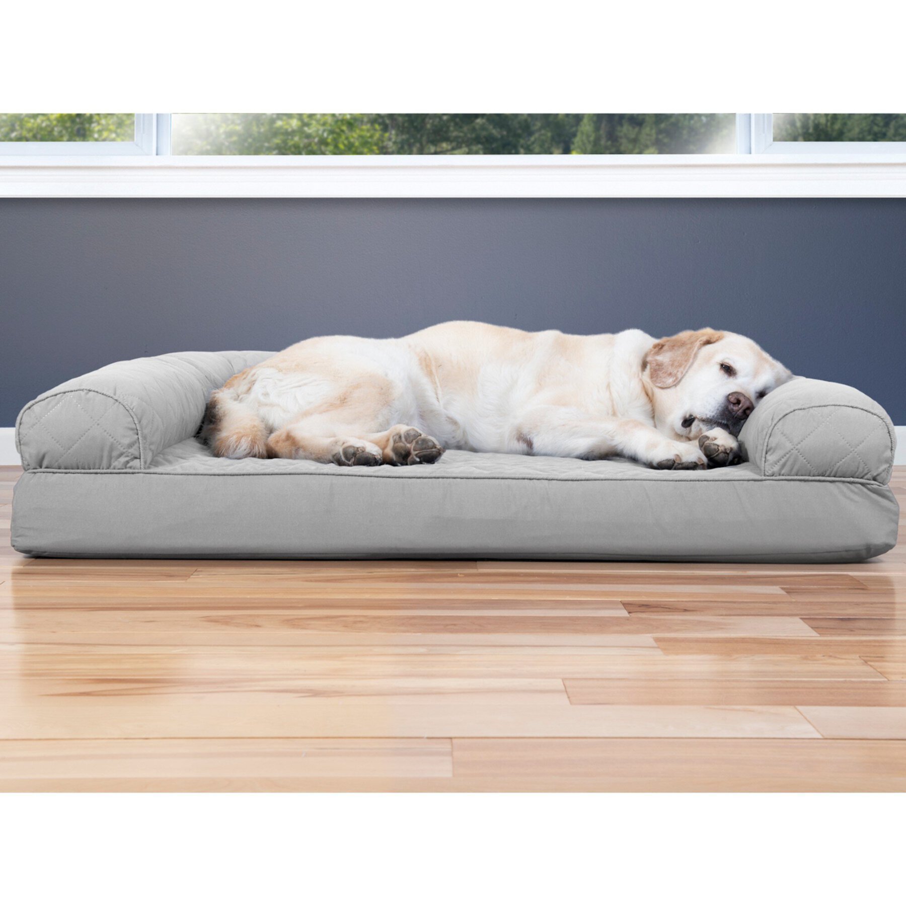 FurHaven Quilted Cooling Gel Bolster Cat & Dog Bed with Removable Cover Furhaven