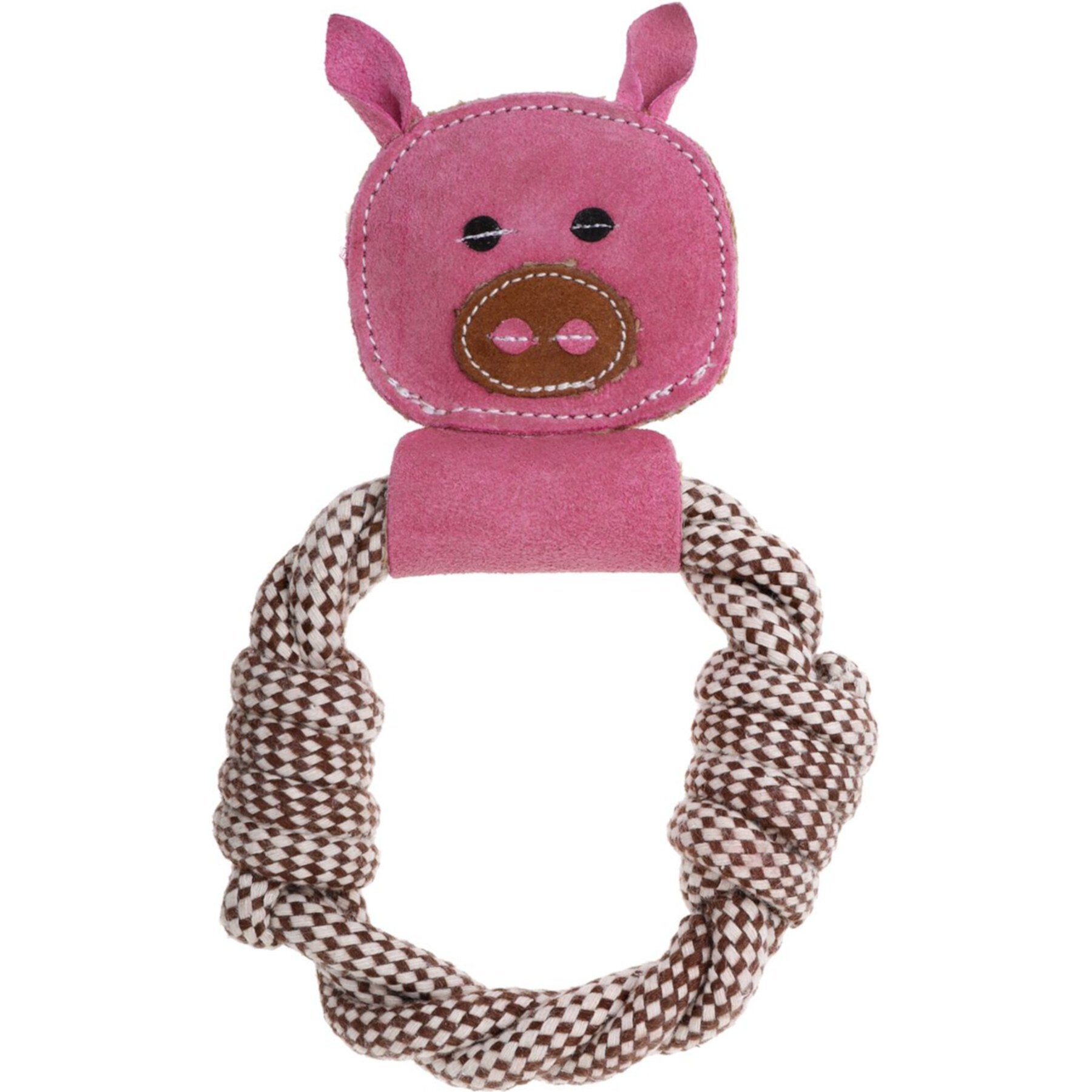 DOOG Country Tails Pig Head Rope Ring Dog Chew Toy, Pink DOOG