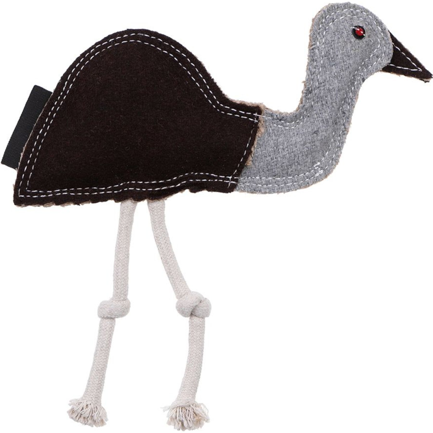 DOOG Outback Tails Ernie the Emu Felt Dog Chew Toy, Black/Grey DOOG