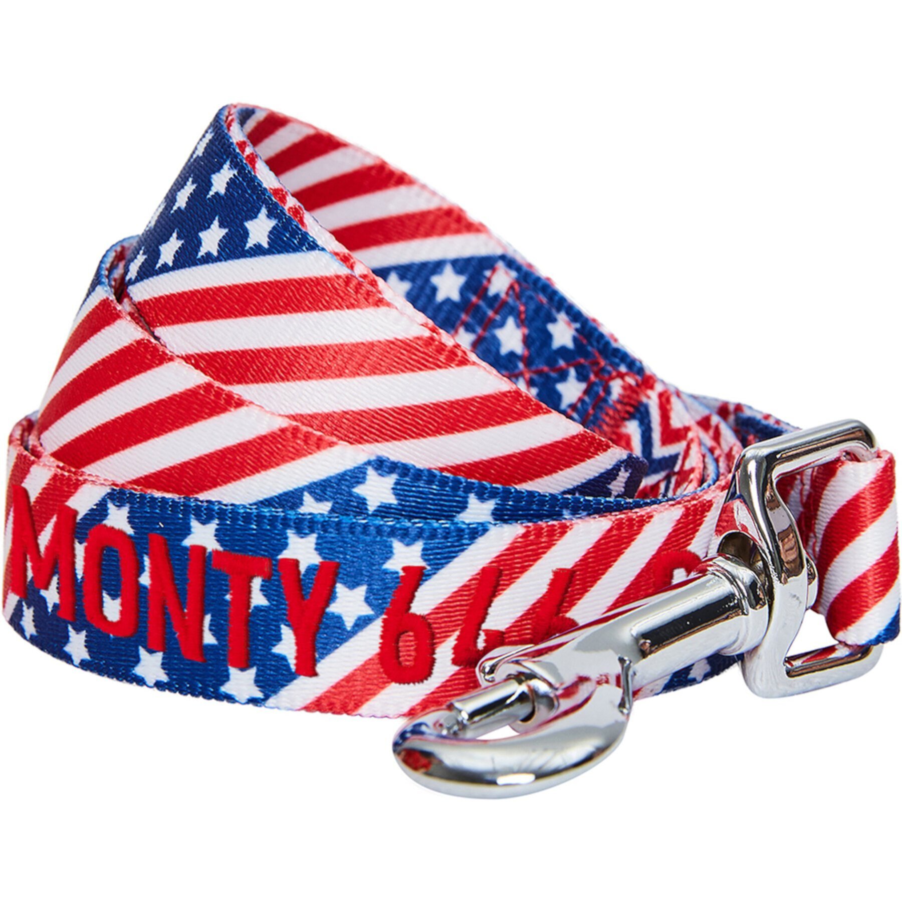 Blueberry Pet American Flag Personalized Standard Dog Leash Blueberry Pet