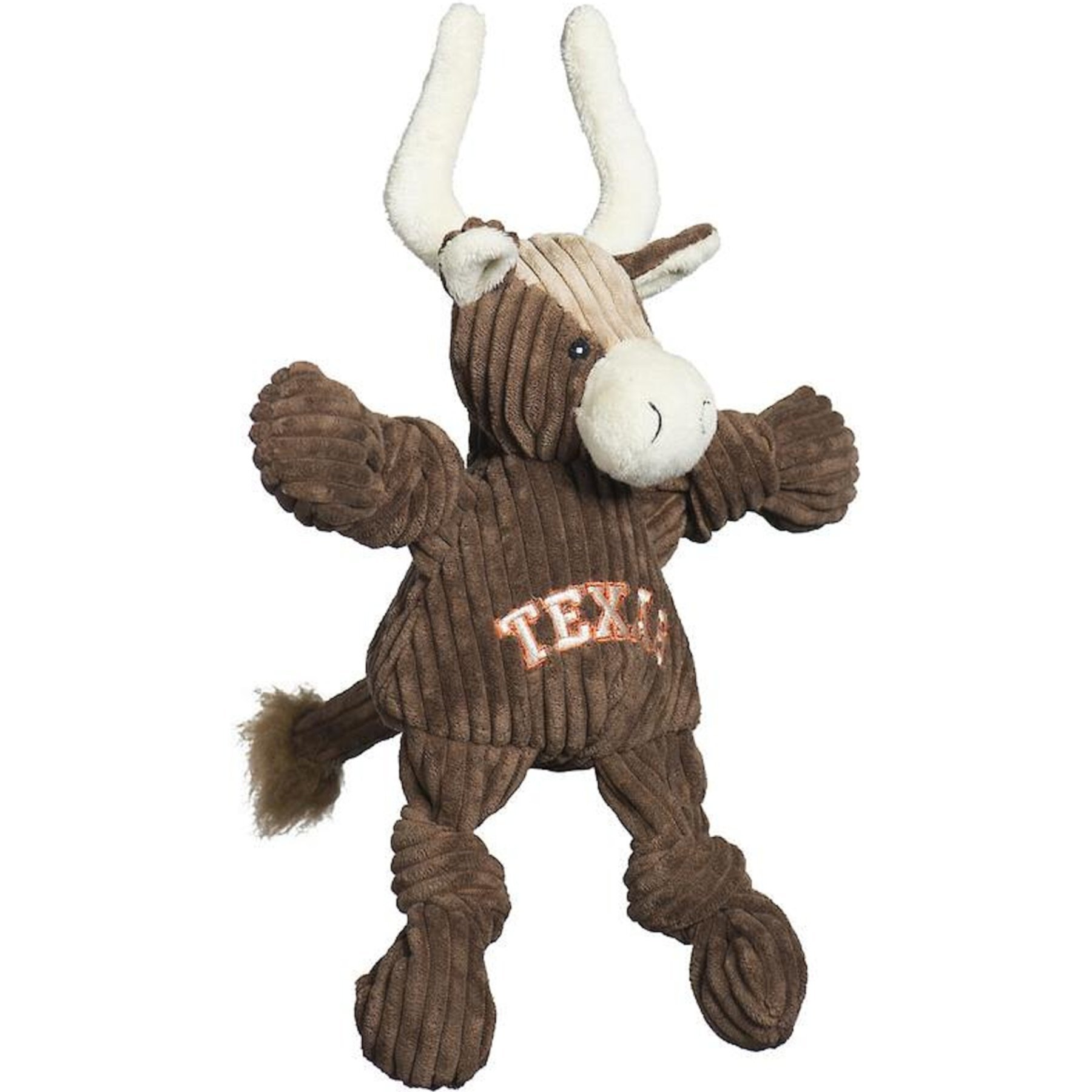 HuggleHounds Texas Longhorn Knottie Tough Squeaky Plush Dog Toy, Brown HuggleHounds