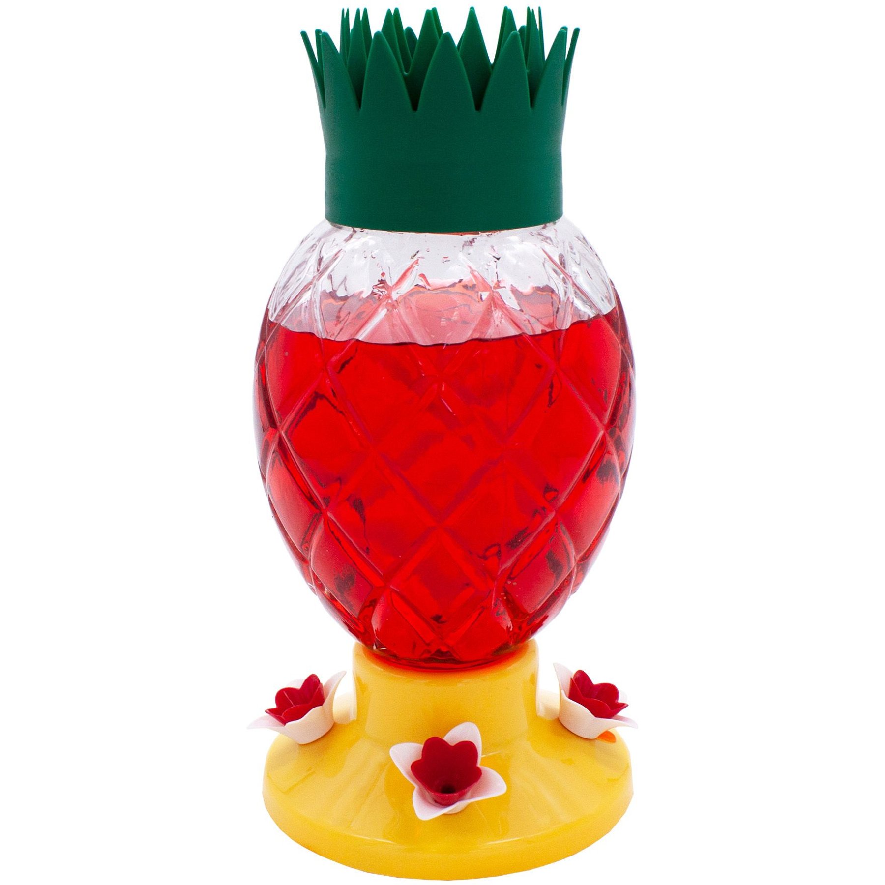 North States Pineapple Glass Hummingbird Feeder, Yellow, 34-oz North States