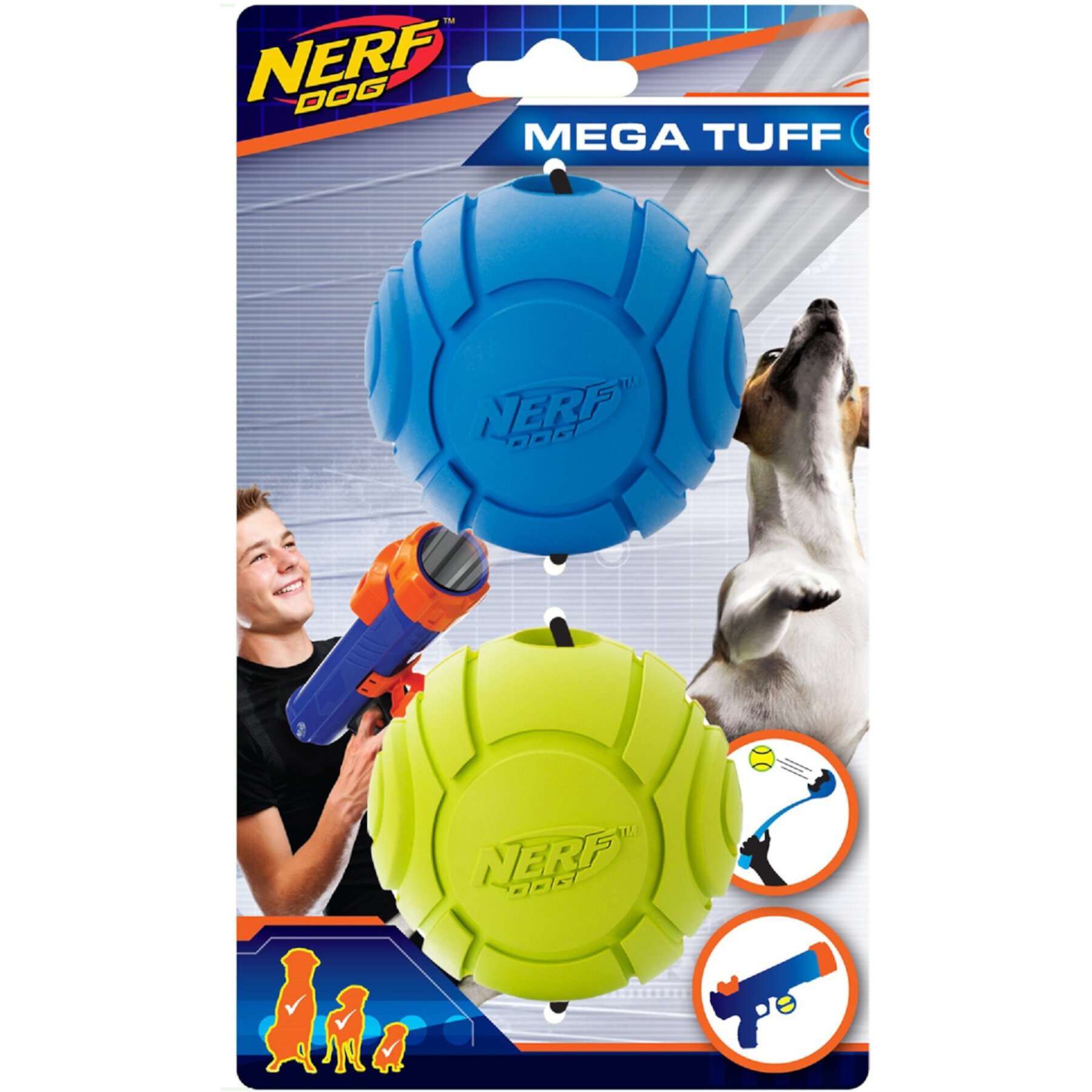 Nerf Dog Rubber Sonic Ball Dog Toy, 2.5-in, 2 count Nerf Dog