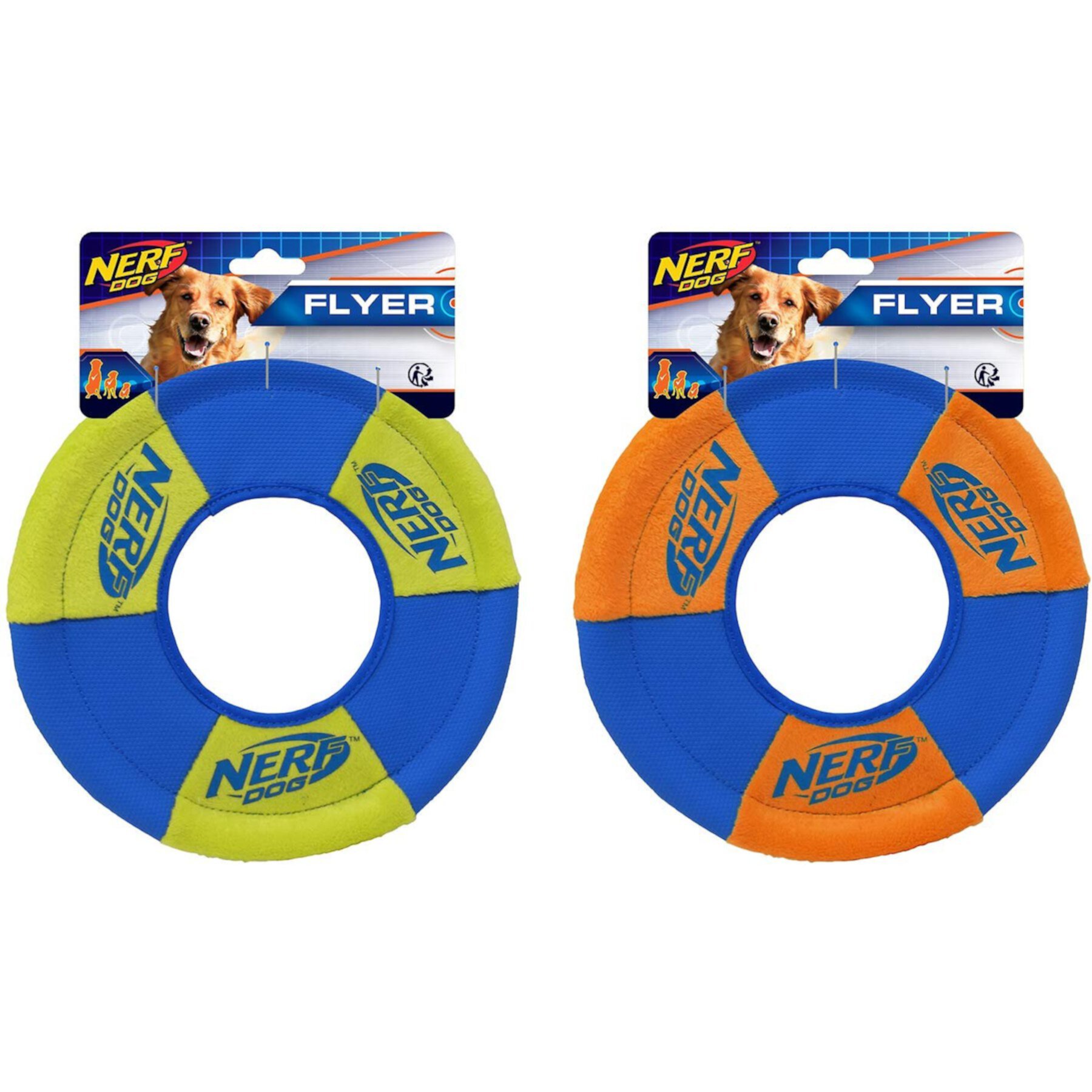 Nerf Dog Flyer Ultraplush Trackshot Toss Tug Ring Dog Toy, 2 count Nerf Dog