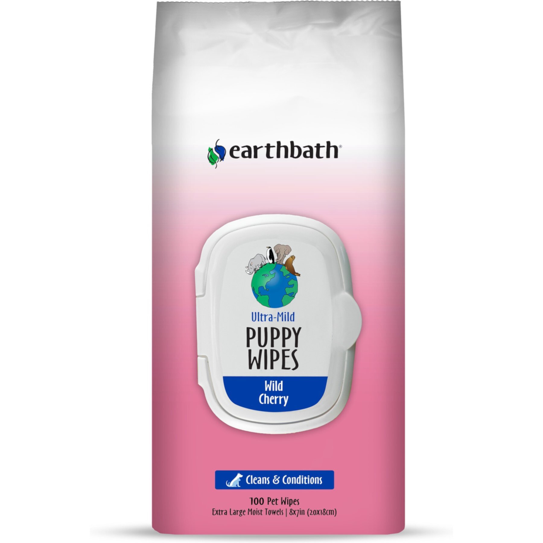 Earthbath Ultra-Mild Wild Cherry Scented Puppy Grooming Wipes earthbath