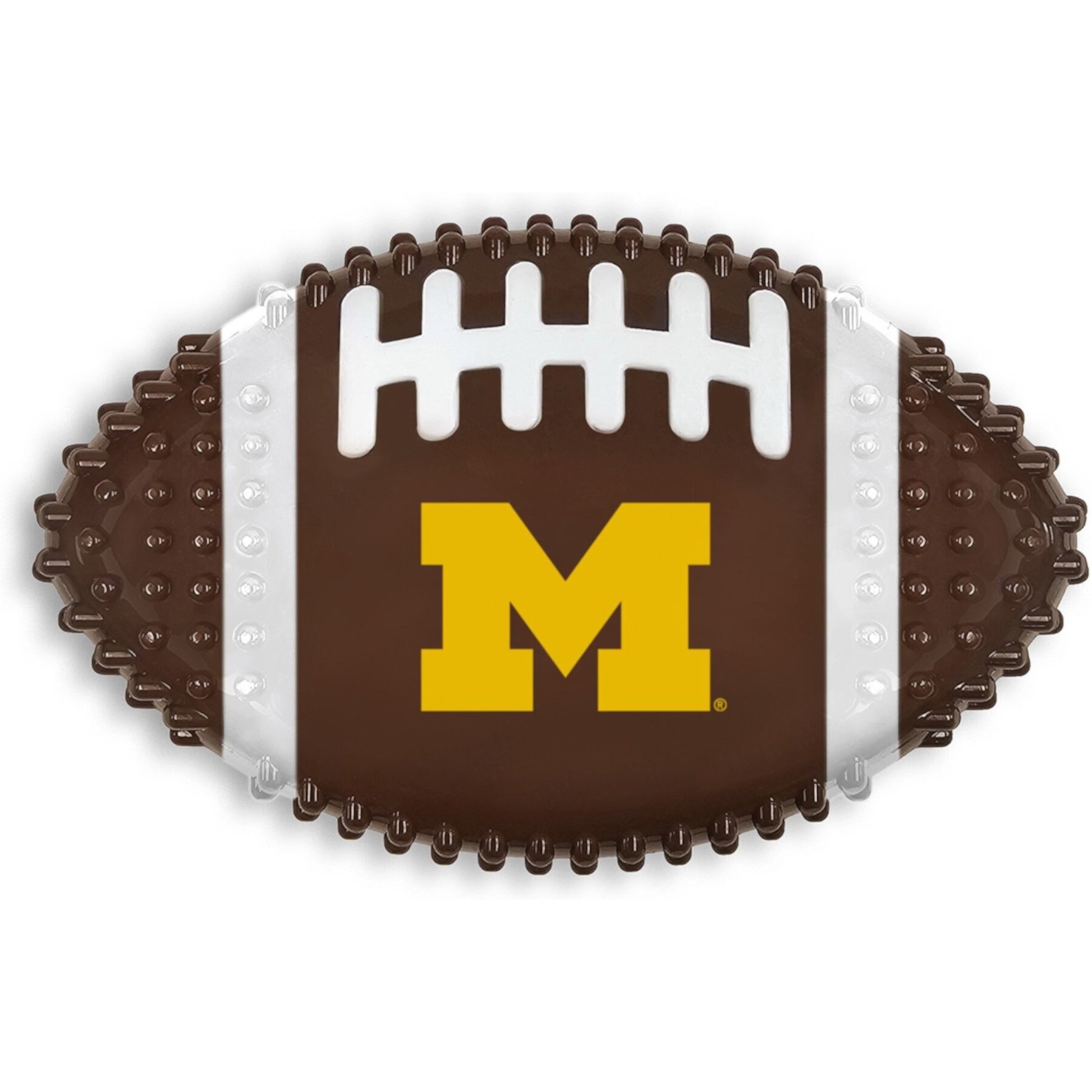 Pets First Michigan Hard Nylon Football Dog Chew Toy, Brown Pets First