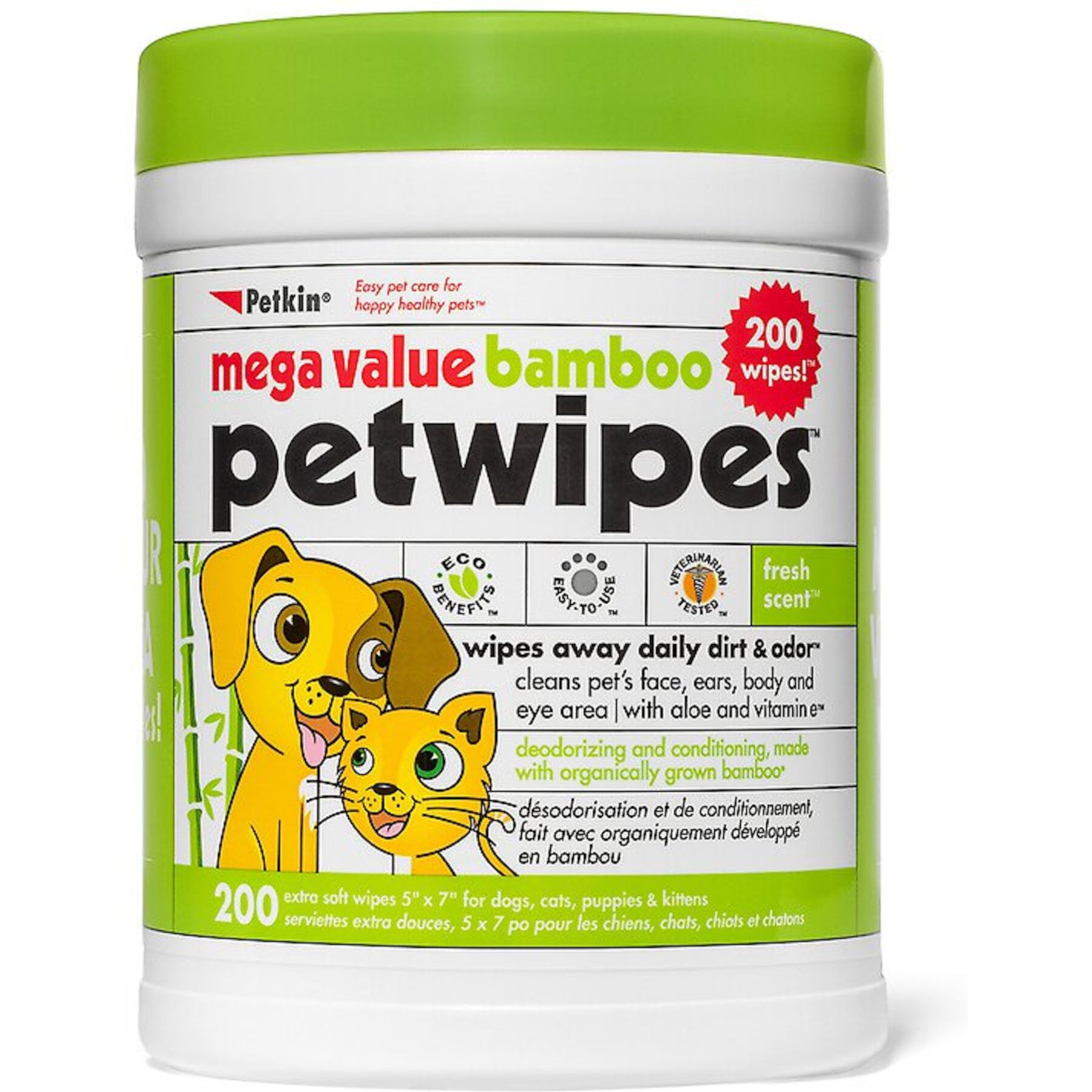 Petkin Bamboo Petwipes Dog & Cat Wipes Petkin