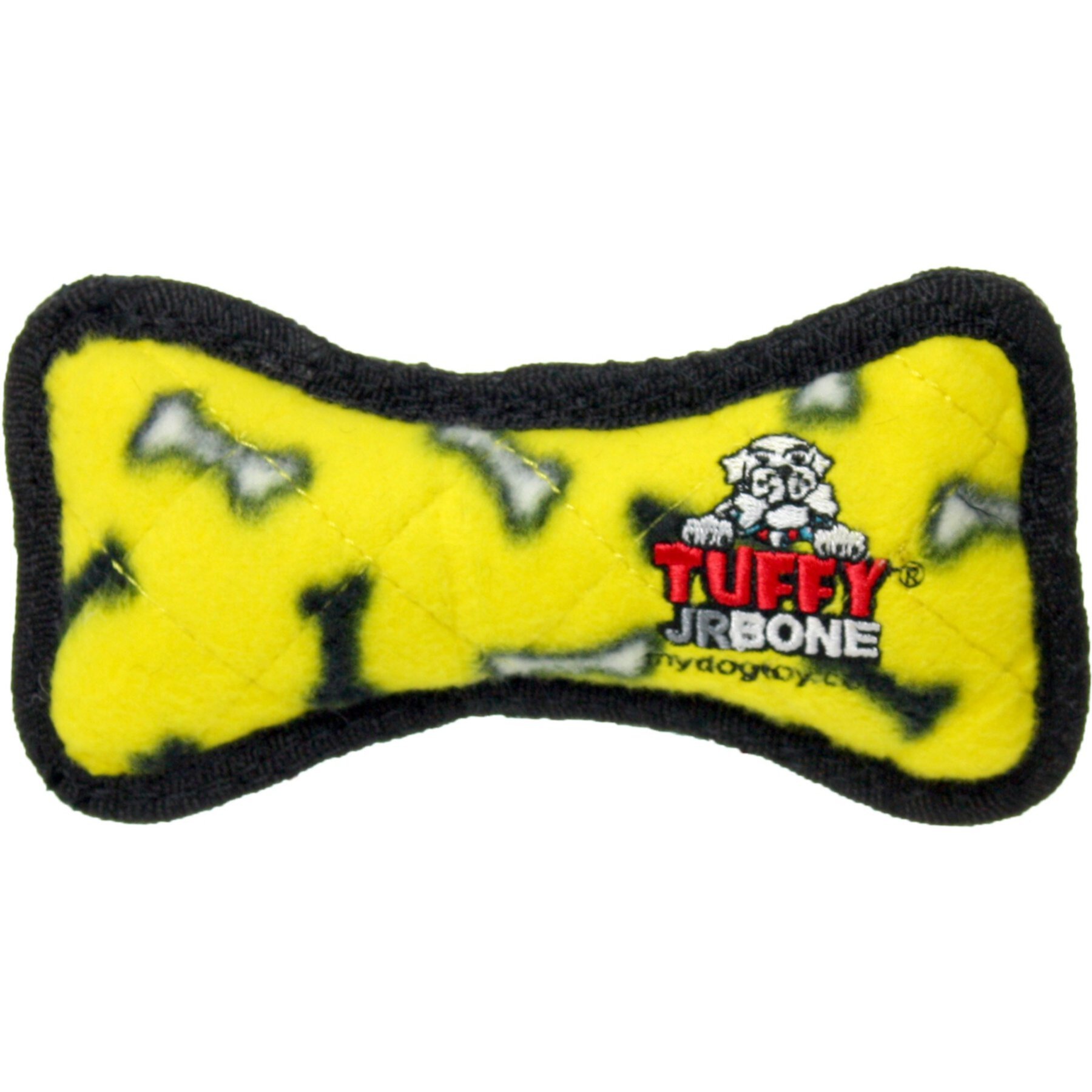 Tuffy's Jr Bone Squeaky Plush Dog Toy, Yellow Tuffy's