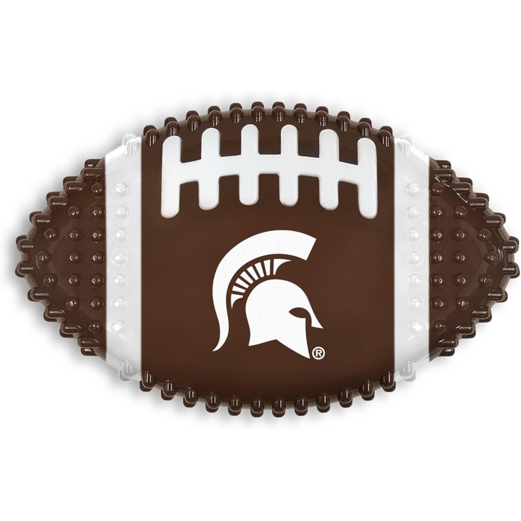 Pets First Michigan State Hard Nylon Football Dog Chew Toy, Brown Pets First