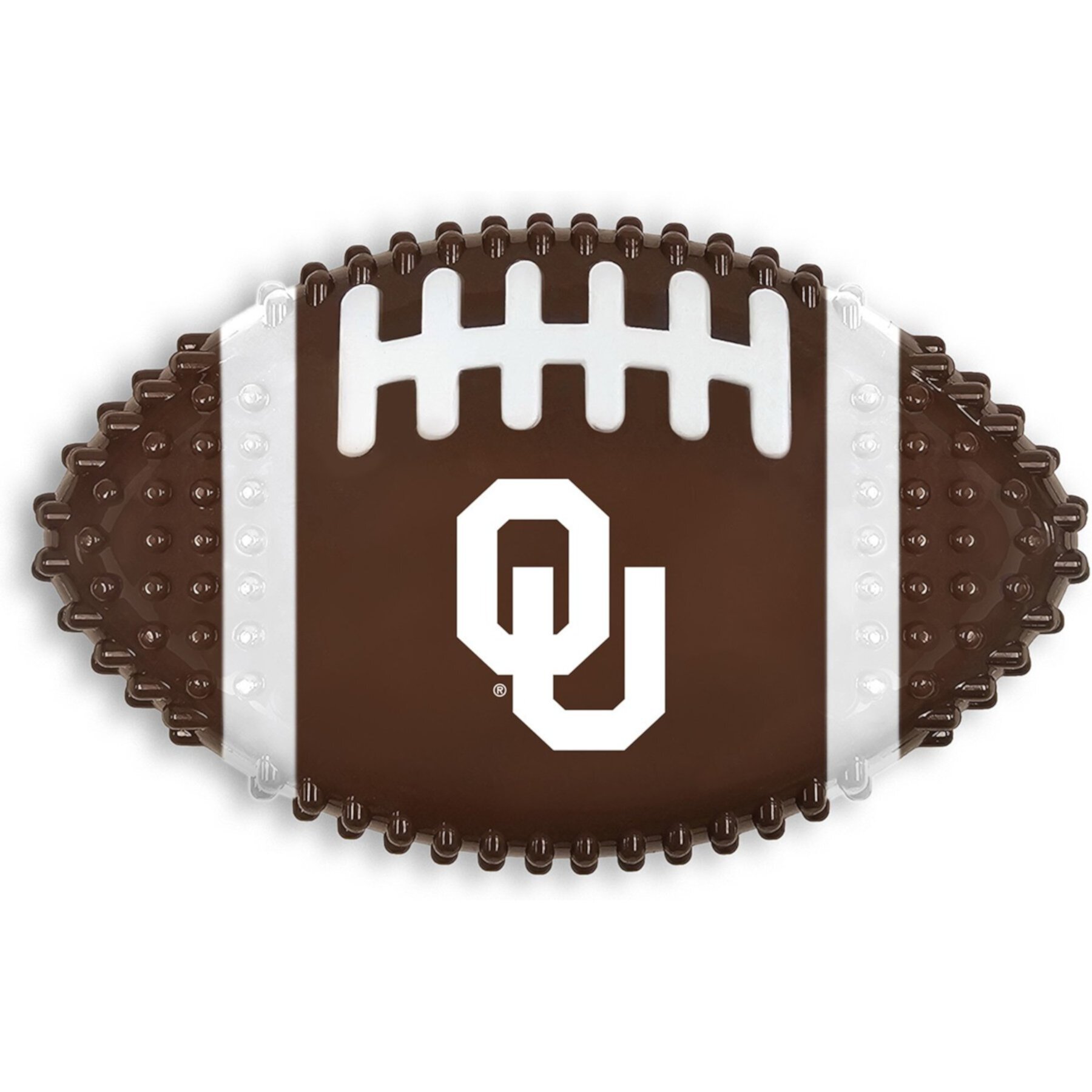 Pets First Oklahoma Hard Nylon Football Dog Chew Toy, Brown Pets First