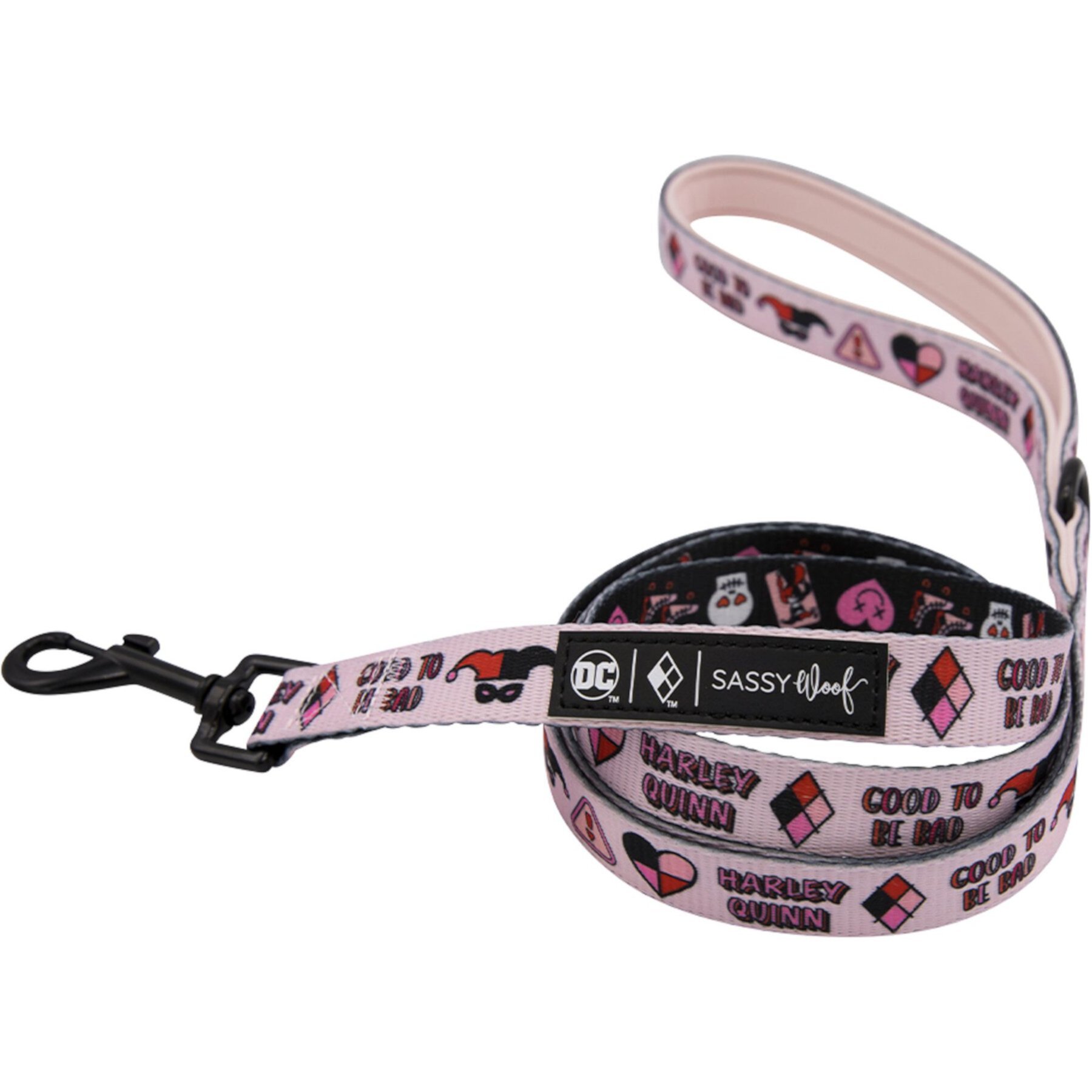 Sassy Woof Harley Quinn Dog Leash, Pink, 5-ft long, 4/5-in wide Sassy Woof