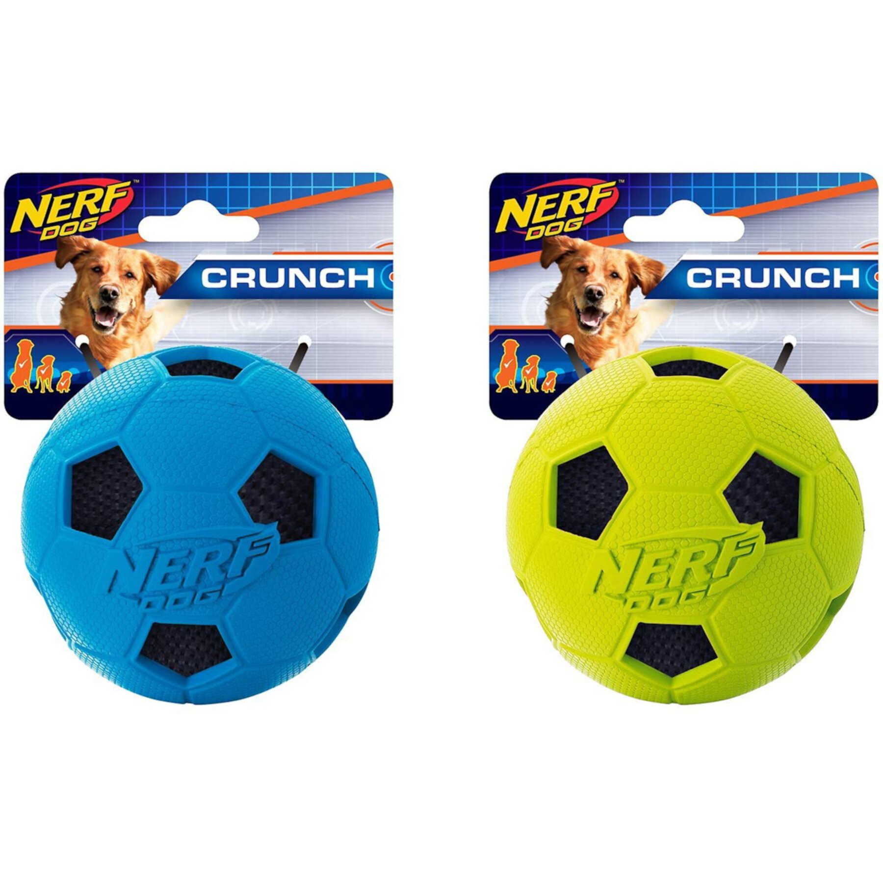 Nerf Dog Crunch Soccer Ball Dog Toy, 2 count Nerf Dog