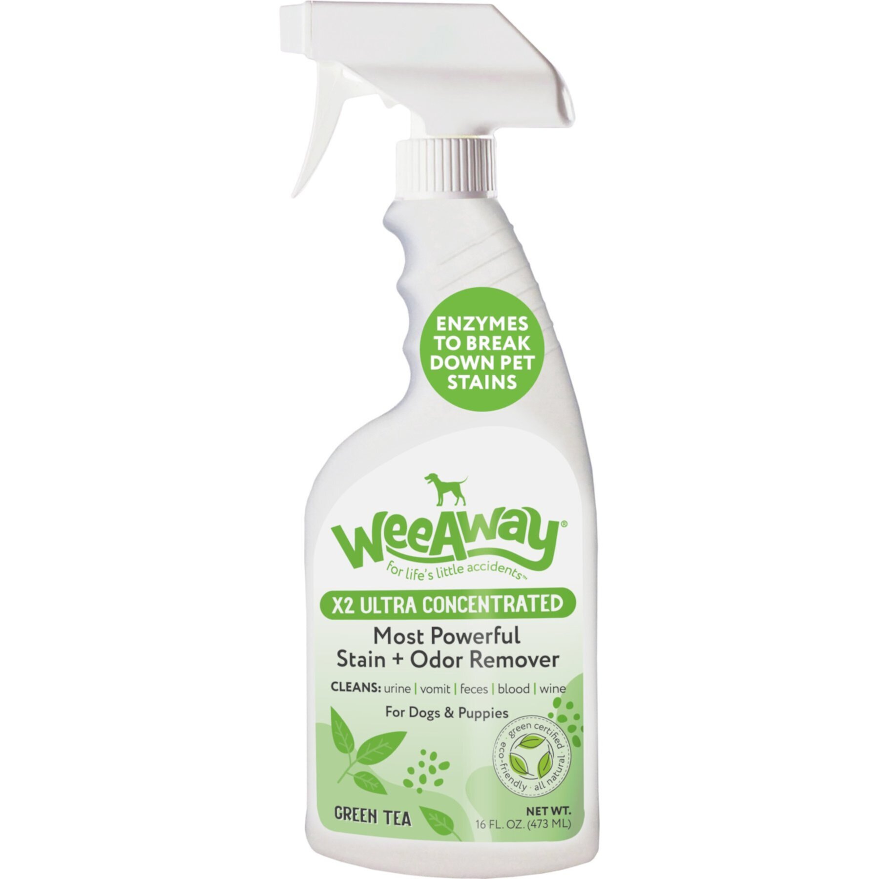 Wee Away X2 Ultra Concentrated Green Tea Scented Odor & Stain Remover for Dogs & Puppies Wee Away