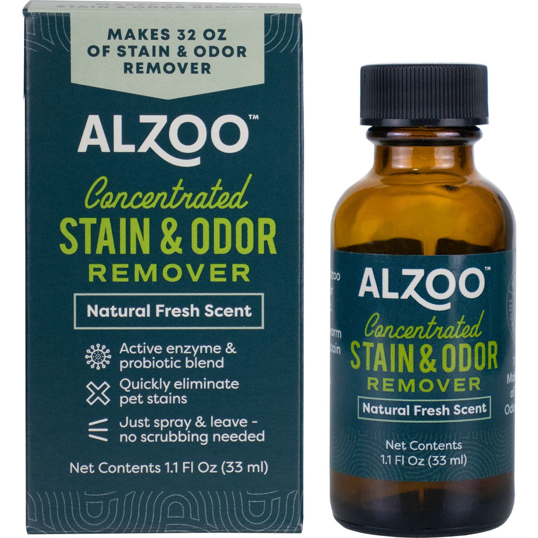 ALZOO Concentrated Dog & Cat Stain & Odor Remover Refill, 1.1-fl oz bottle Alzoo