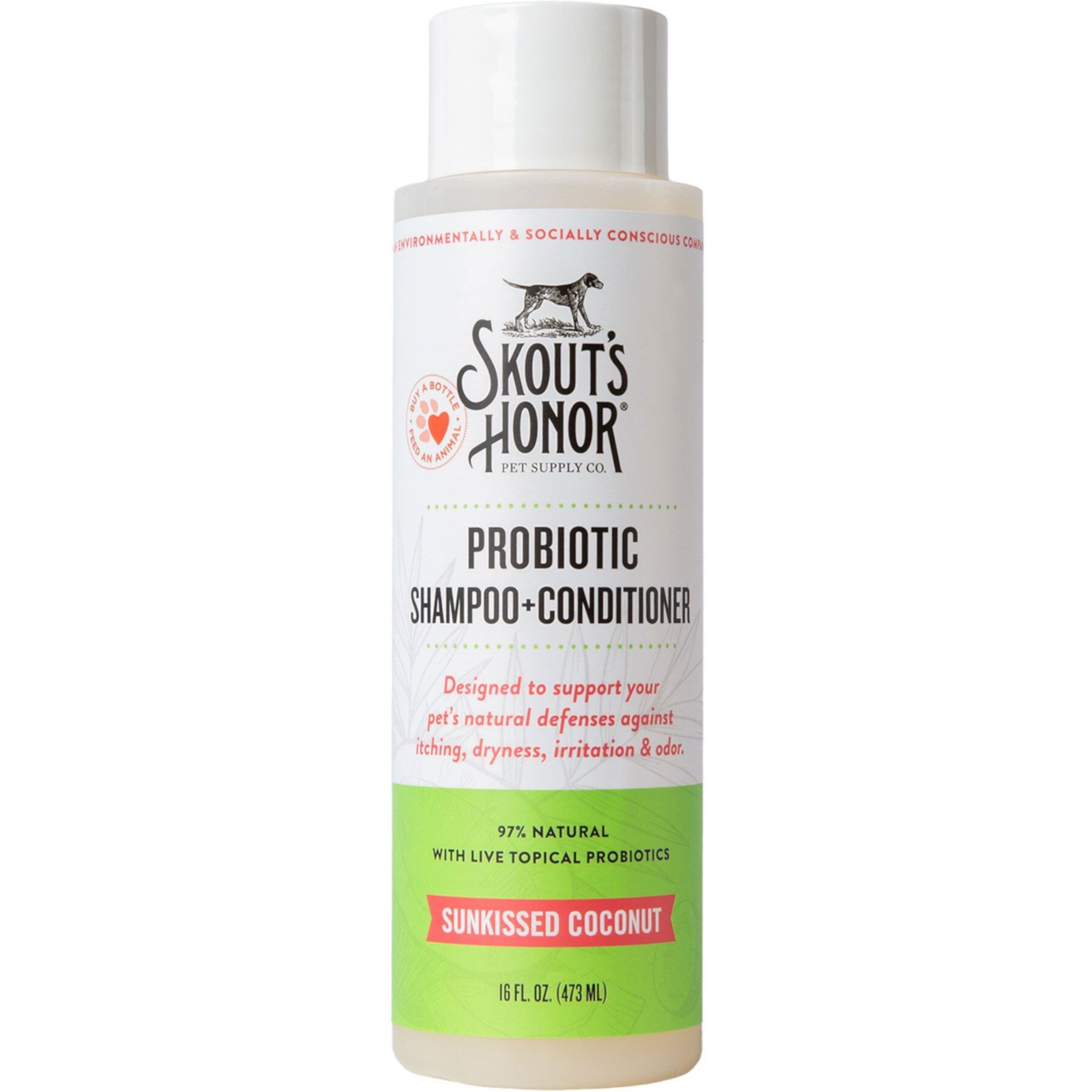 Skout's Honor Natural Probiotic Dog & Cat Shampoo + Conditioner, Sunkissed Coconut Scent, 16-fl oz bottle Skout'S Honor