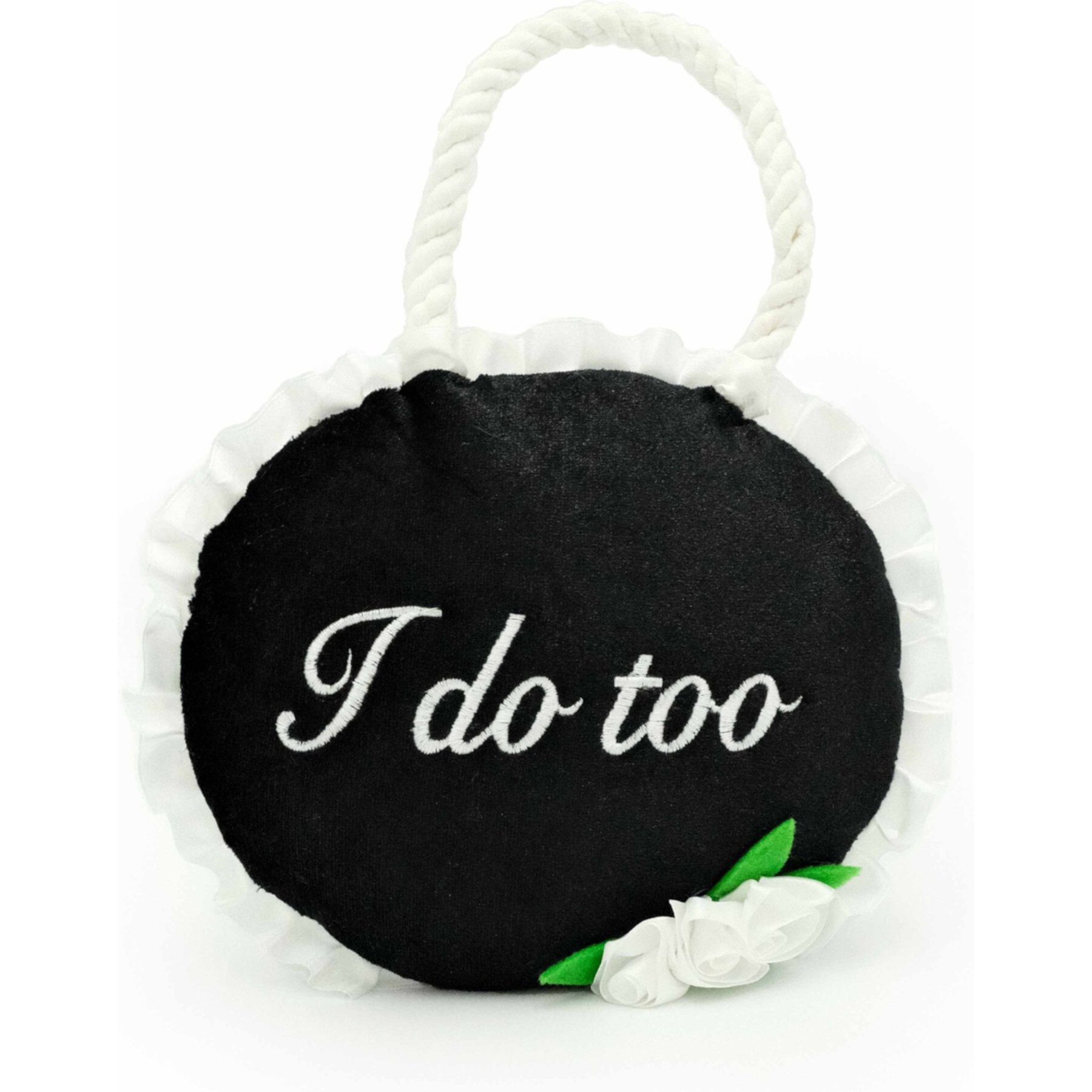 ZippyPaws "I Do Too" Wedding Sign Dog Plush Toy, White/Black Zippypaws