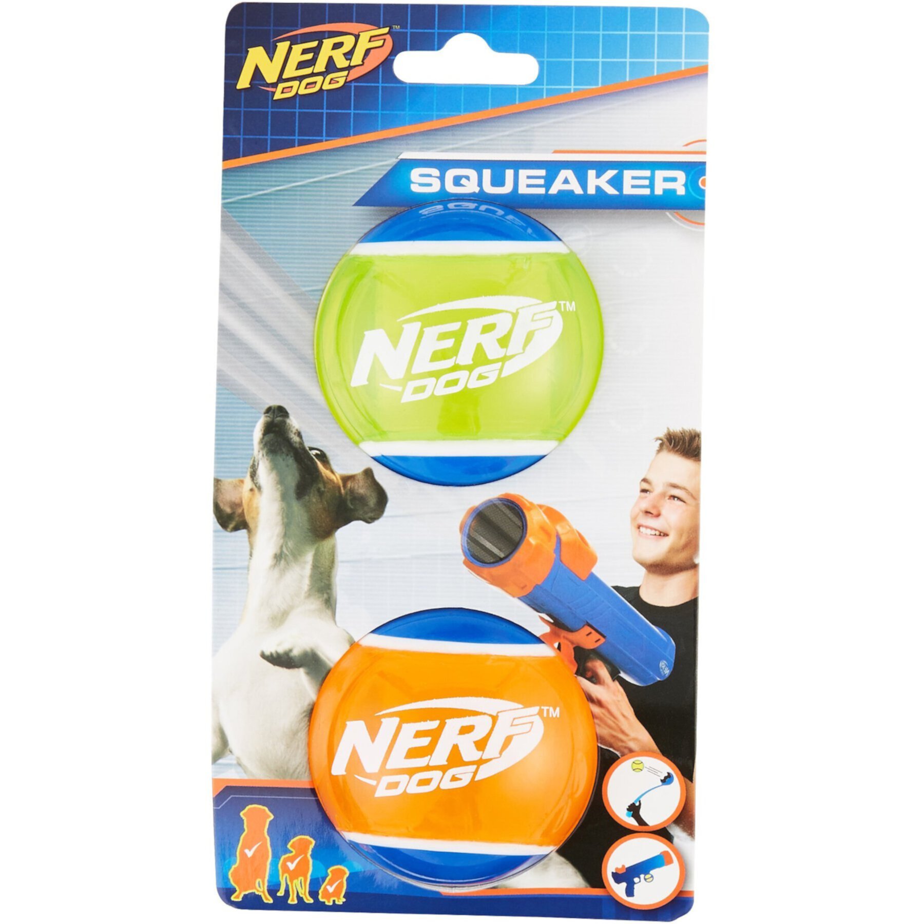 Nerf Dog Squeaker TPR Tennis Ball Dog Toy, 2 pack Nerf Dog