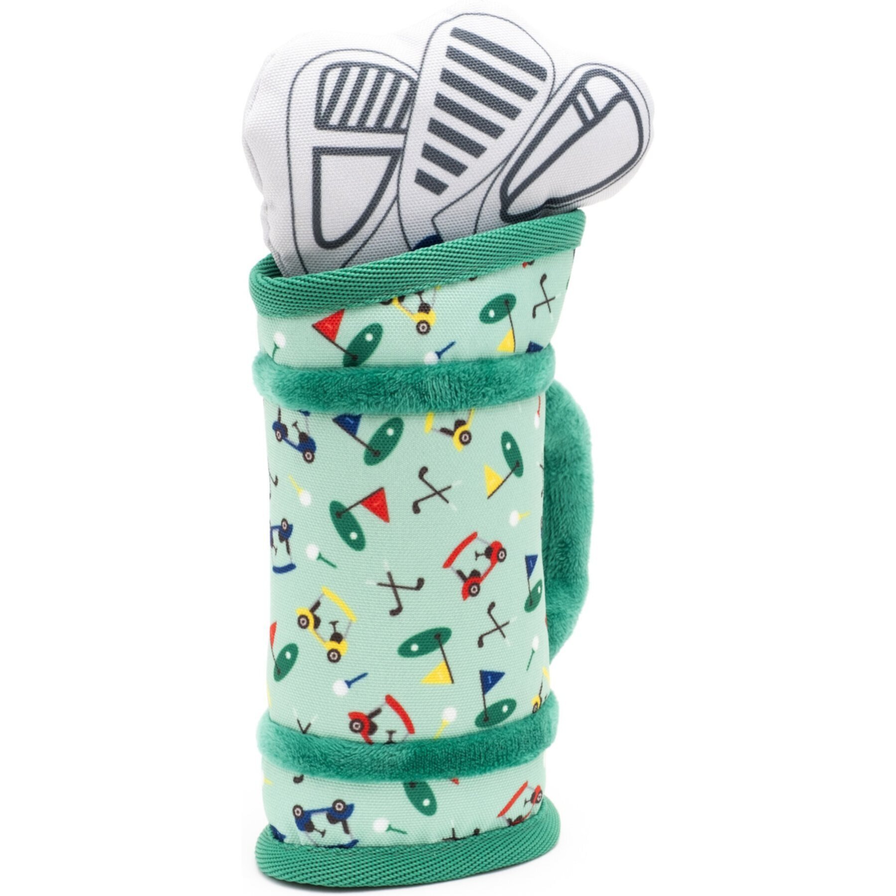 The Worthy Dog Golf Bag Squeaky Plush Dog Toy, Green The Worthy Dog