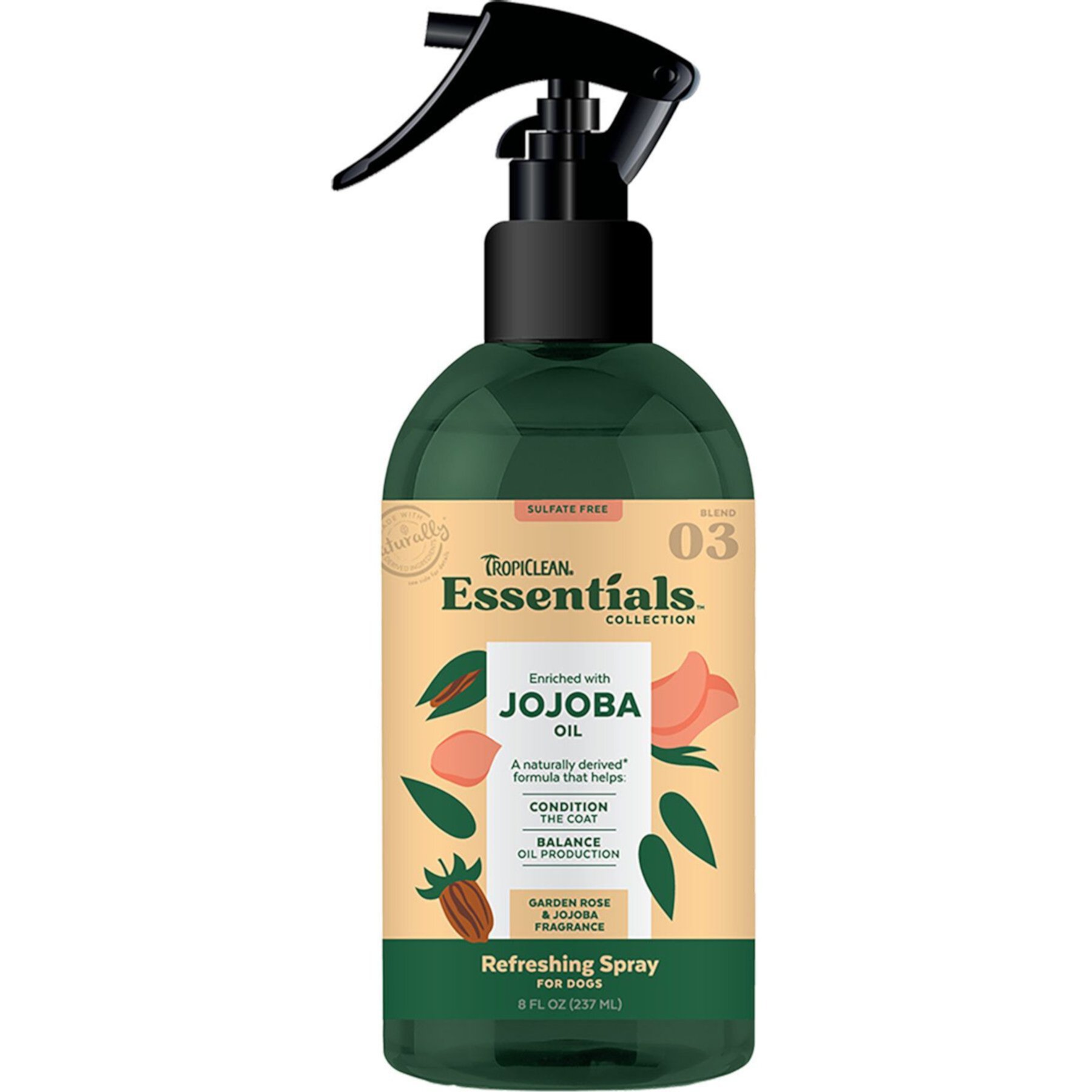 TropiClean Essentials Conditioning Jojoba Oil Dog Deodorizing Spray, 8-fl oz bottle TropiClean