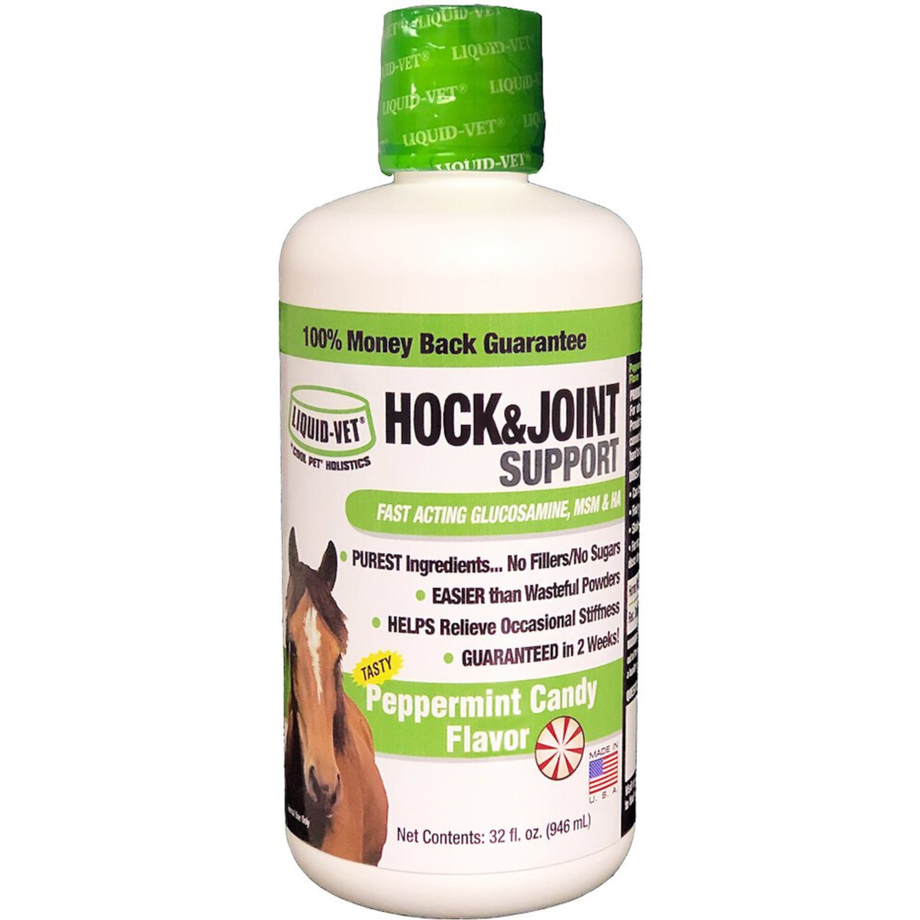 Liquid-Vet Hock & Joint Support Peppermint Flavor Liquid Horse Supplement Liquid-Vet