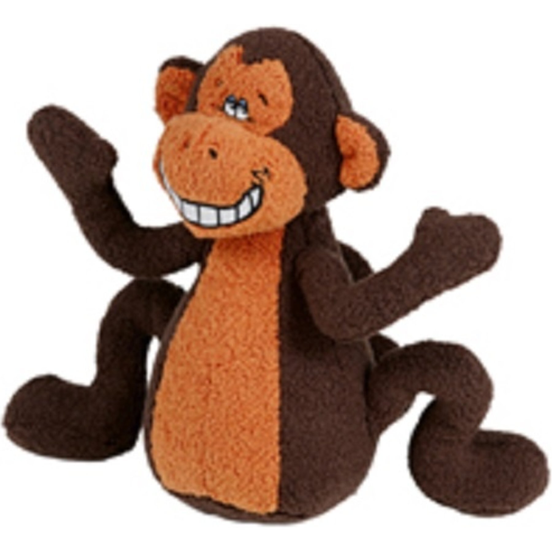 Multipet Deedle Dude Monkey Tough Squeaky Dog Toy, Brown, 8-in Multipet