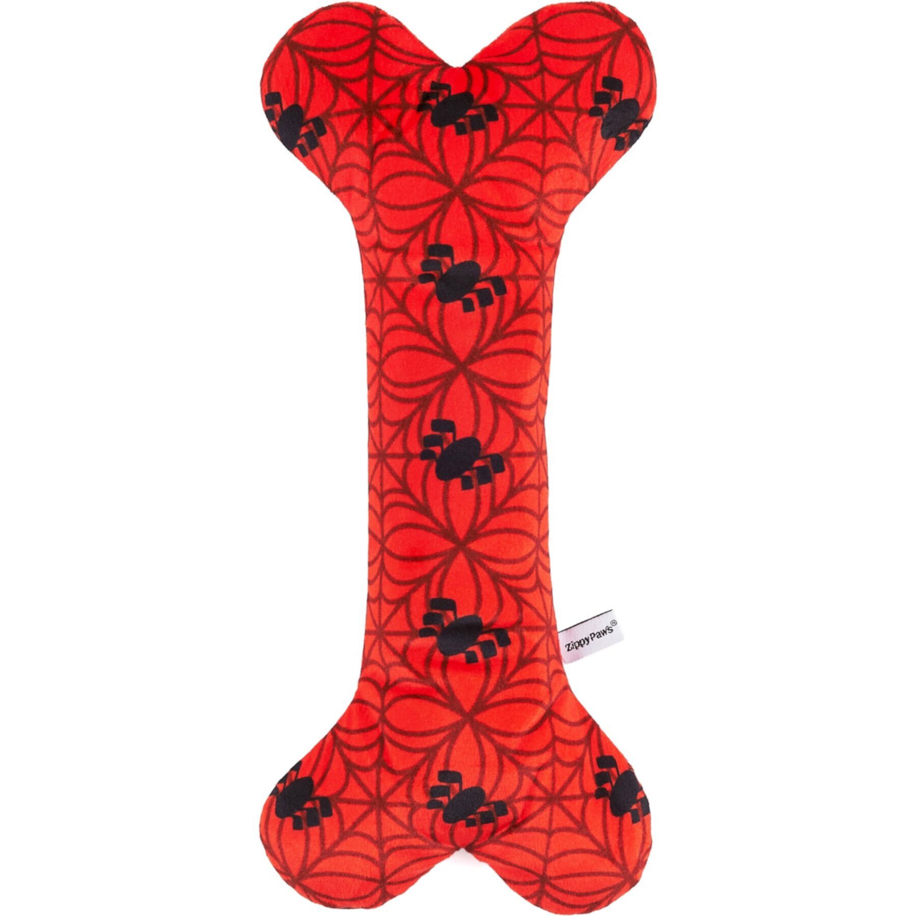 ZippyPaws Marvel Jigglerz Spider-Man Bone Dog Plush Toy, Red Zippypaws