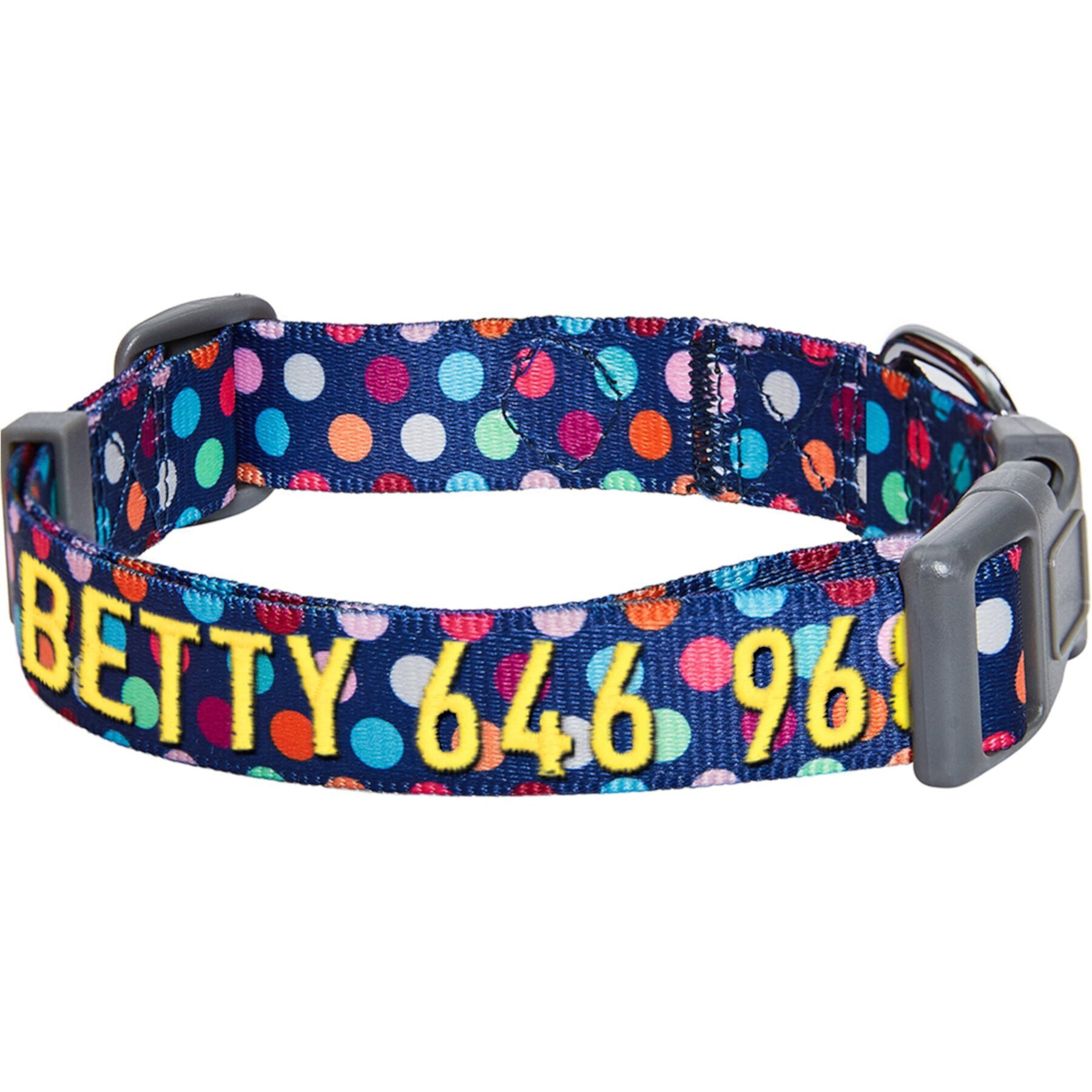 Blueberry Pet Rainbow Polka Dots Personalized Dog Collar Blueberry Pet