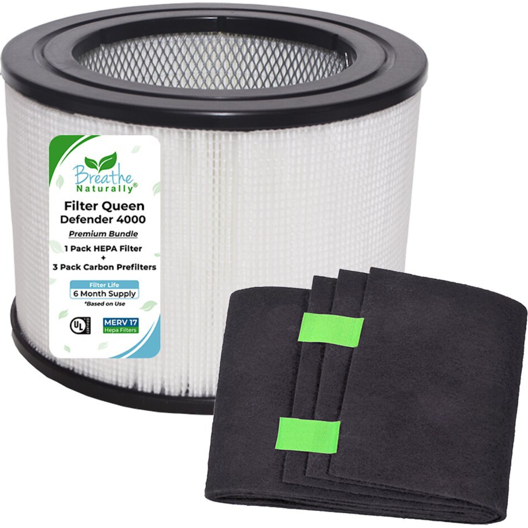 Breathe Naturally HEPA & Carbon Replacement Filters for Filter Queen Defender 4000 Series Air Purifiers Breathe Naturally