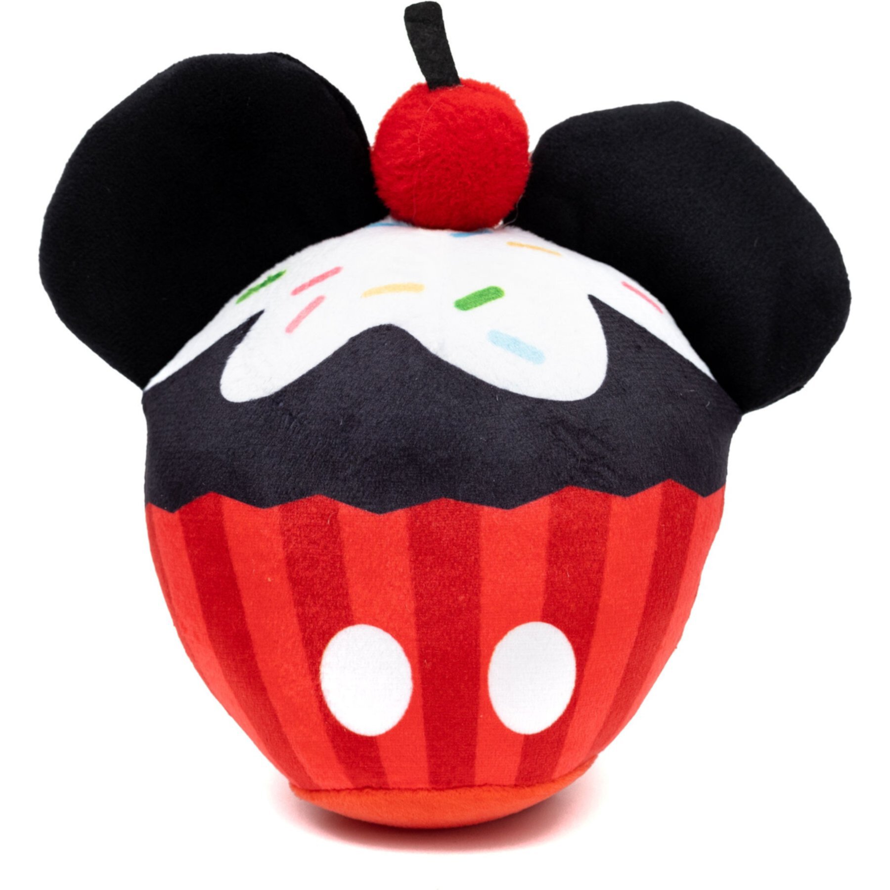 Buckle-Down Disney Mickey Mouse Cupcake with Ears Squeaky Plush Dog Toy, Red Buckle-Down