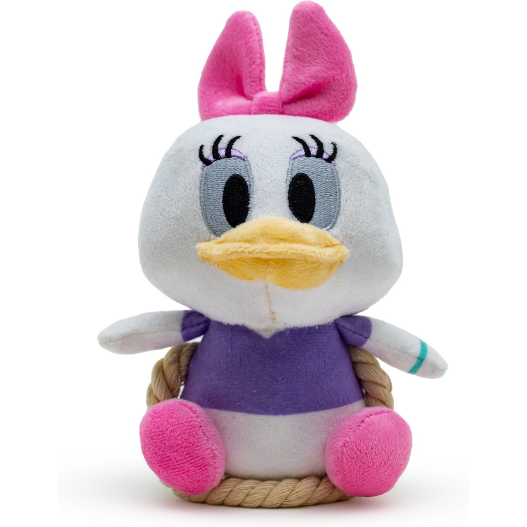 Buckle-Down Disney Disney Daisy Duck Chibi Sitting with Rope Squeaky Plush Dog Toy, Pink Buckle-Down